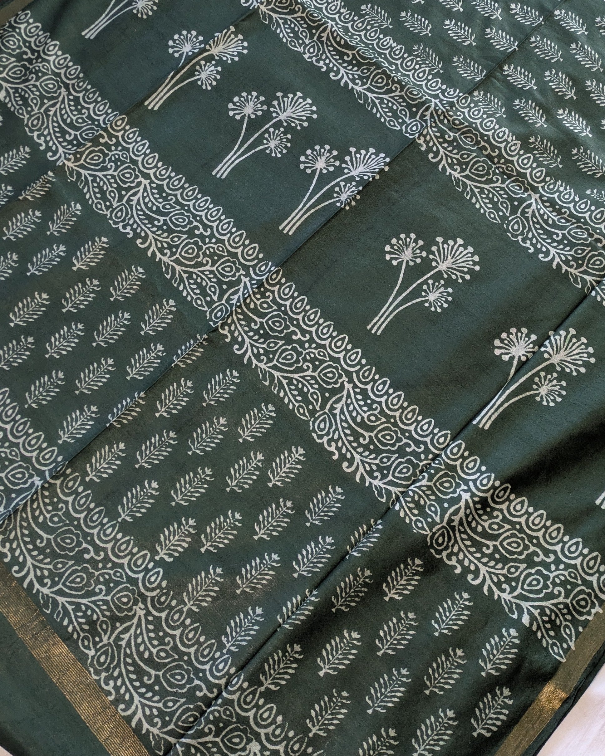 Chanderi Block Print Sari with Blouse Piece