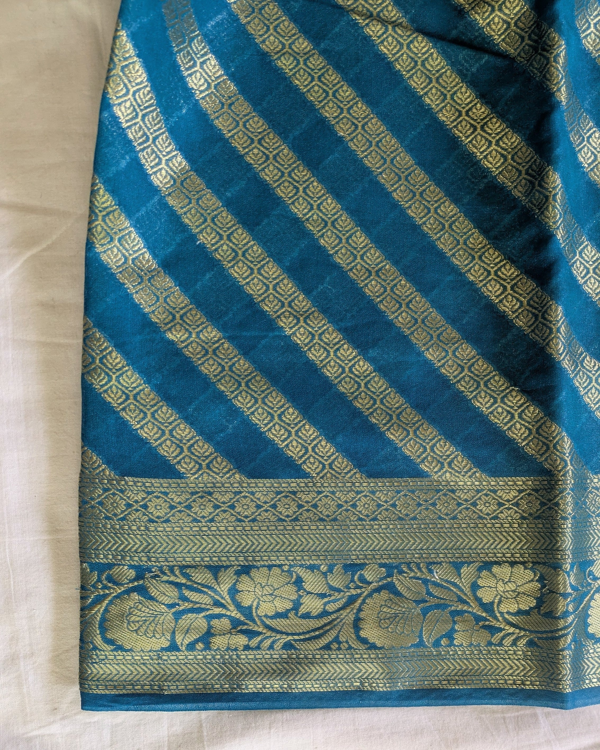 Muga Benarasi Sari Firoza with Blouse Piece