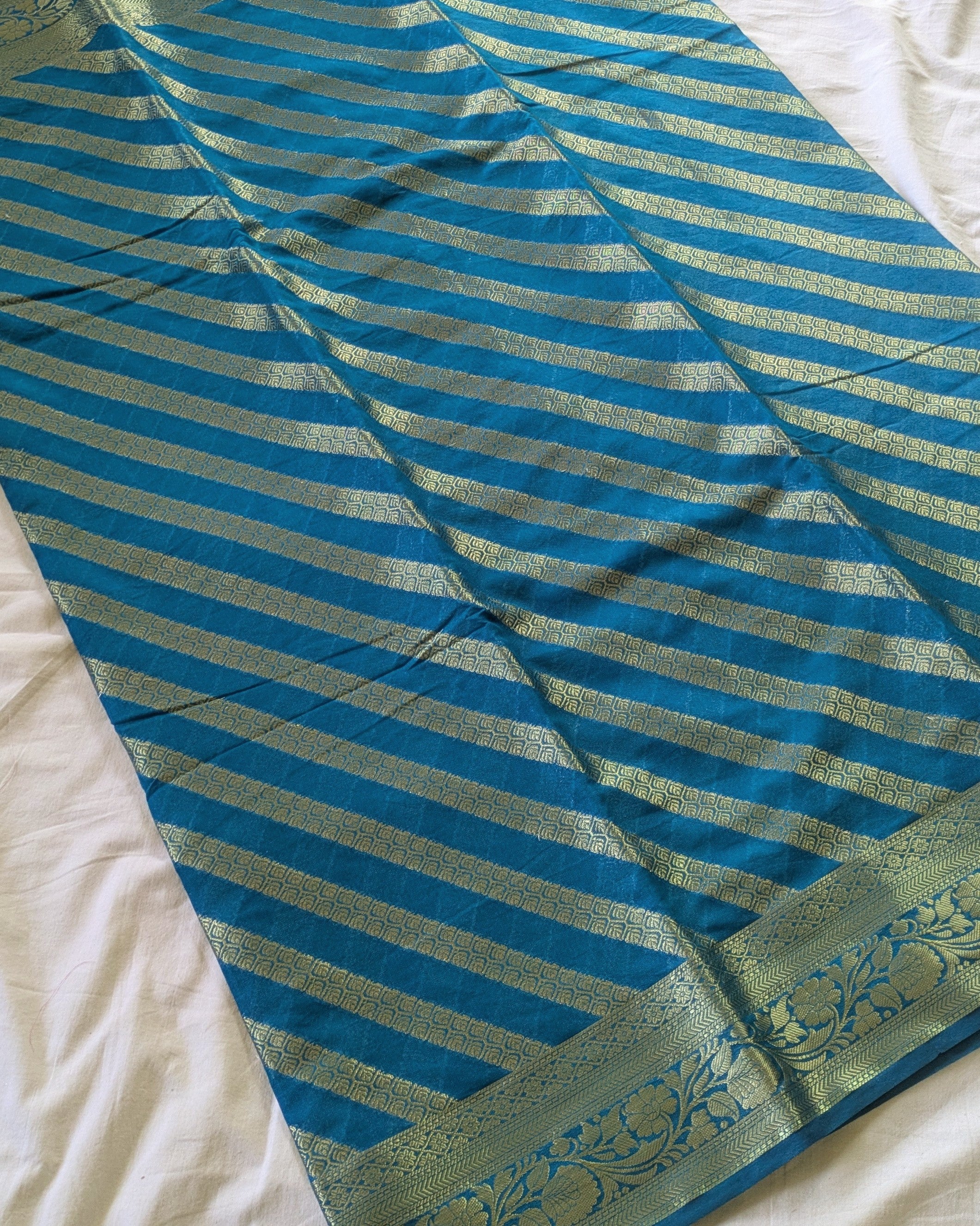 Muga Benarasi Sari Firoza with Blouse Piece