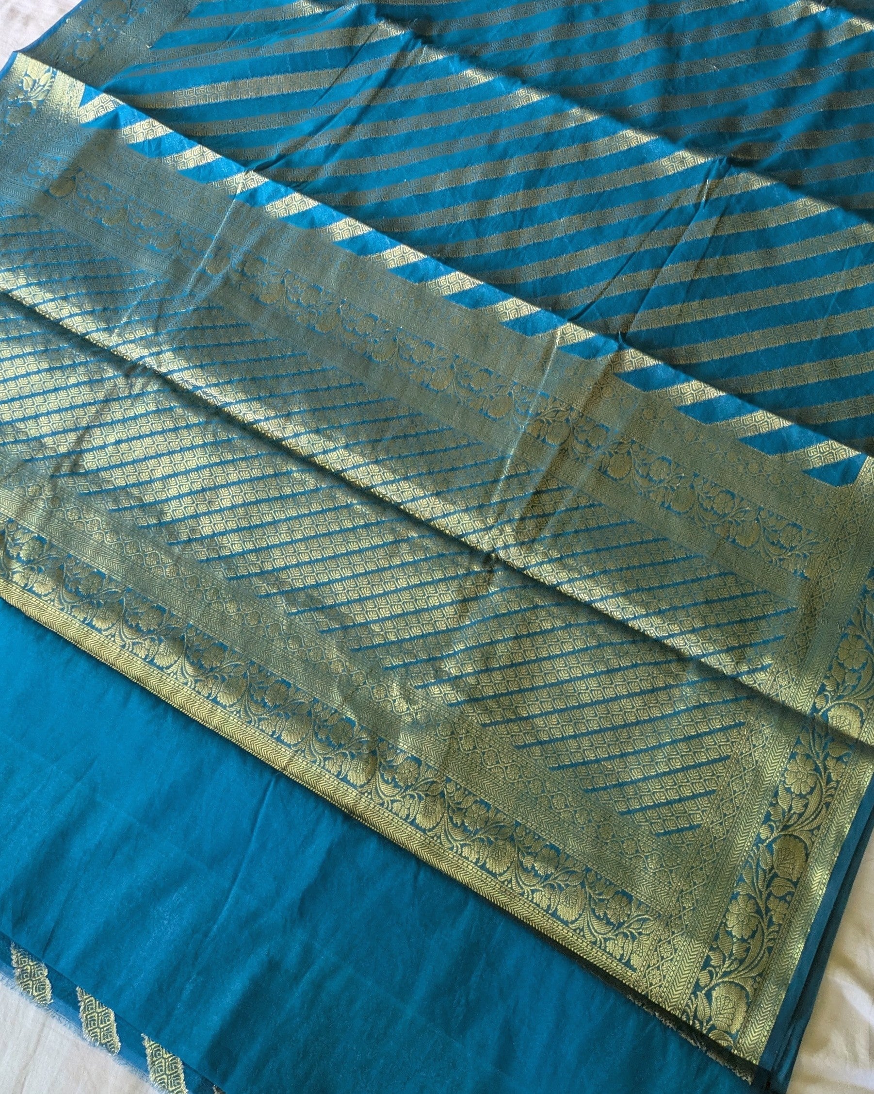 Muga Benarasi Sari Firoza with Blouse Piece