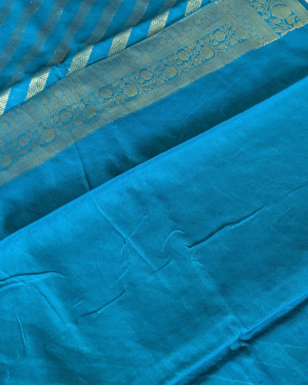 Muga Benarasi Sari Firoza with Blouse Piece