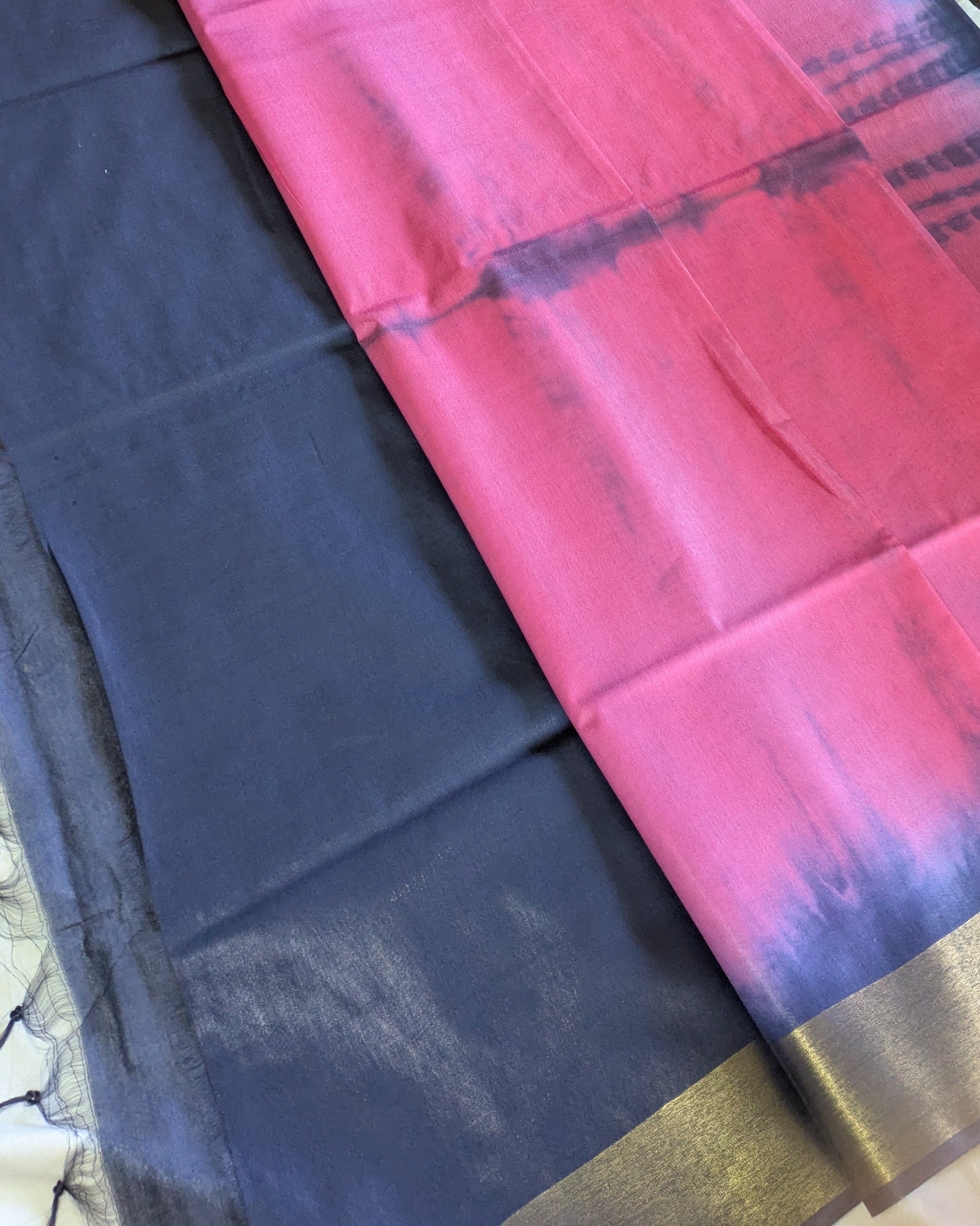 Shibori Bhagalpuri Sari with Blouse Piece Pink