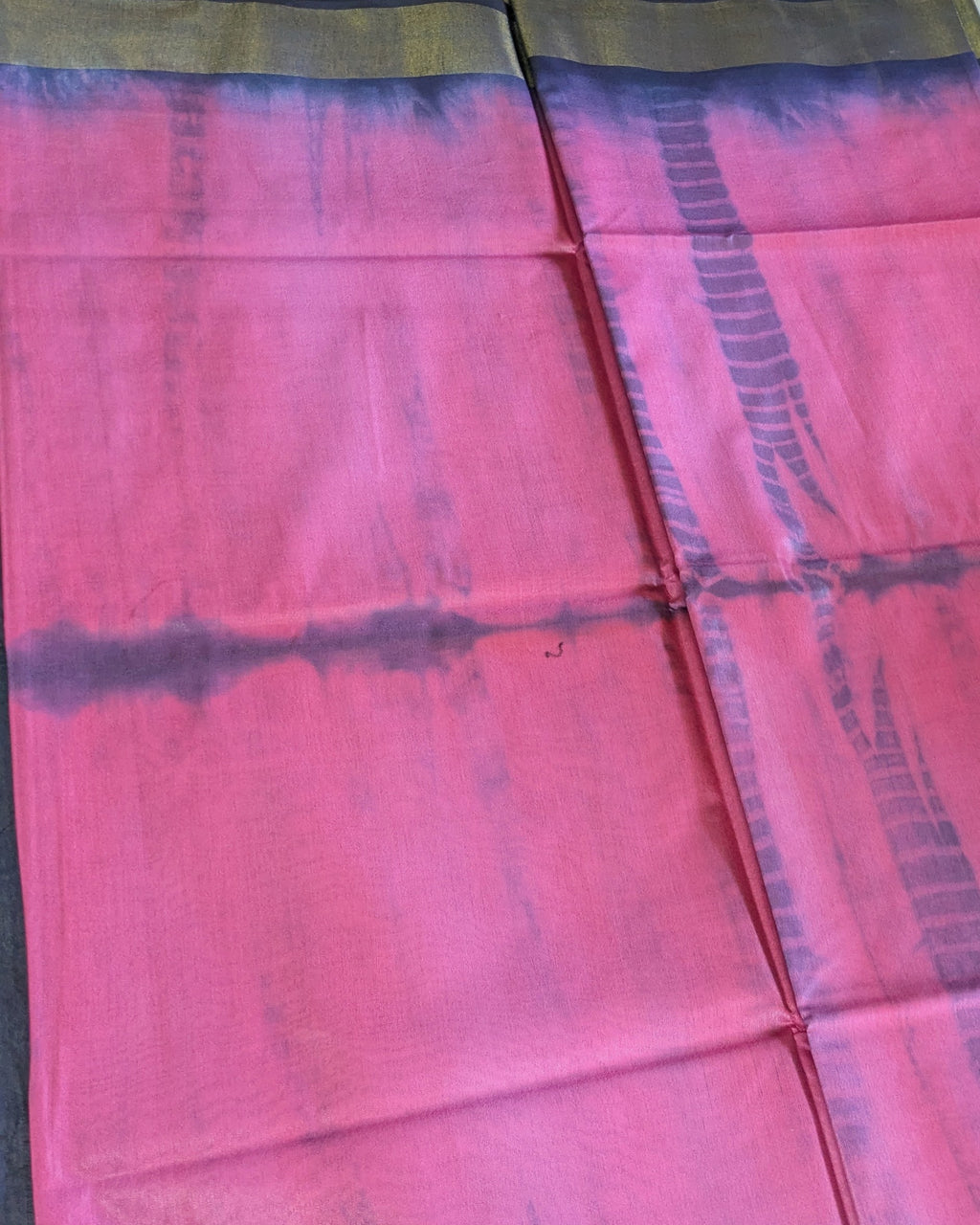 Shibori Bhagalpuri Sari with Blouse Piece Pink