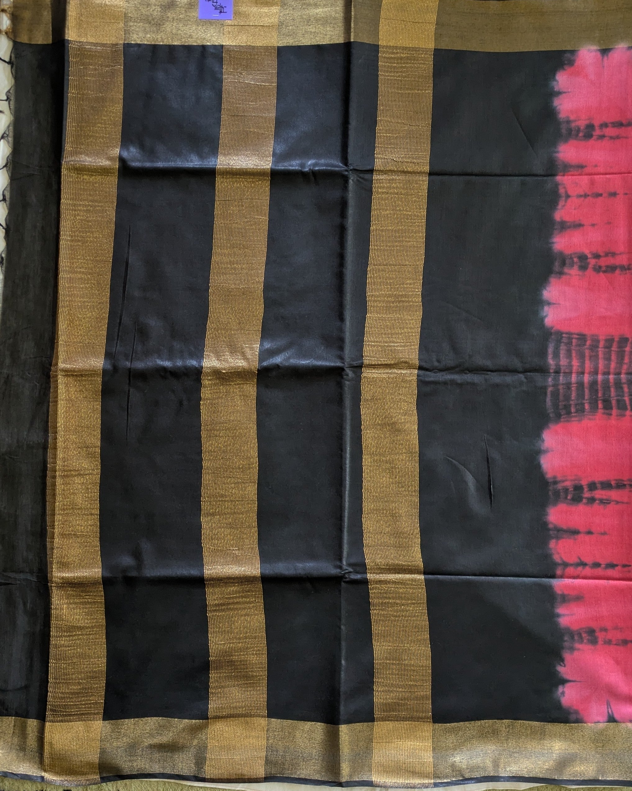 Shibori Bhagalpuri Sari with Blouse Piece Pomegranate Red