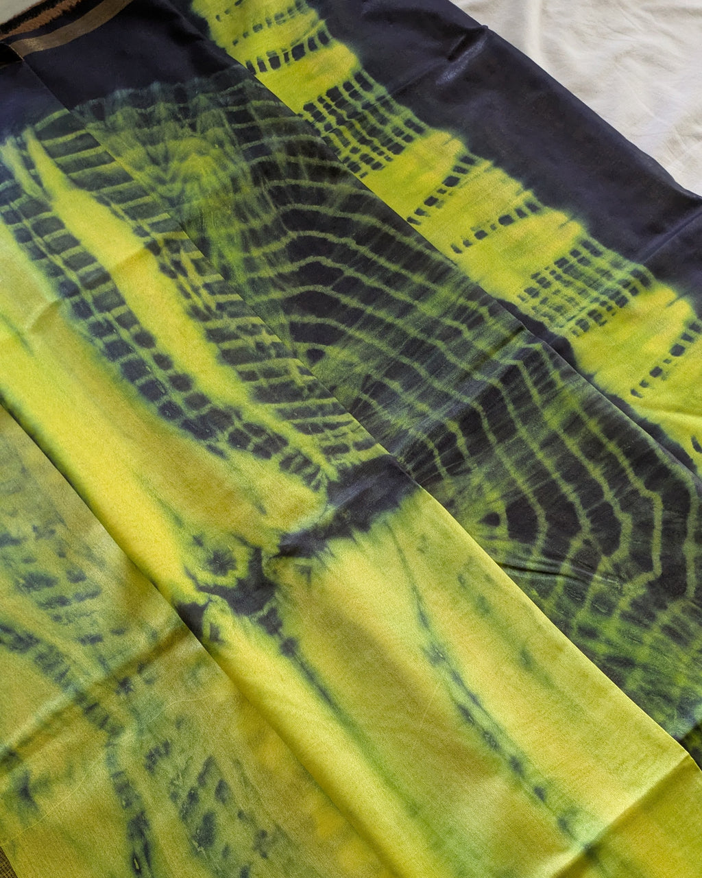 Shibori Bhagalpuri Sari with Blouse Piece Greenish Yellow