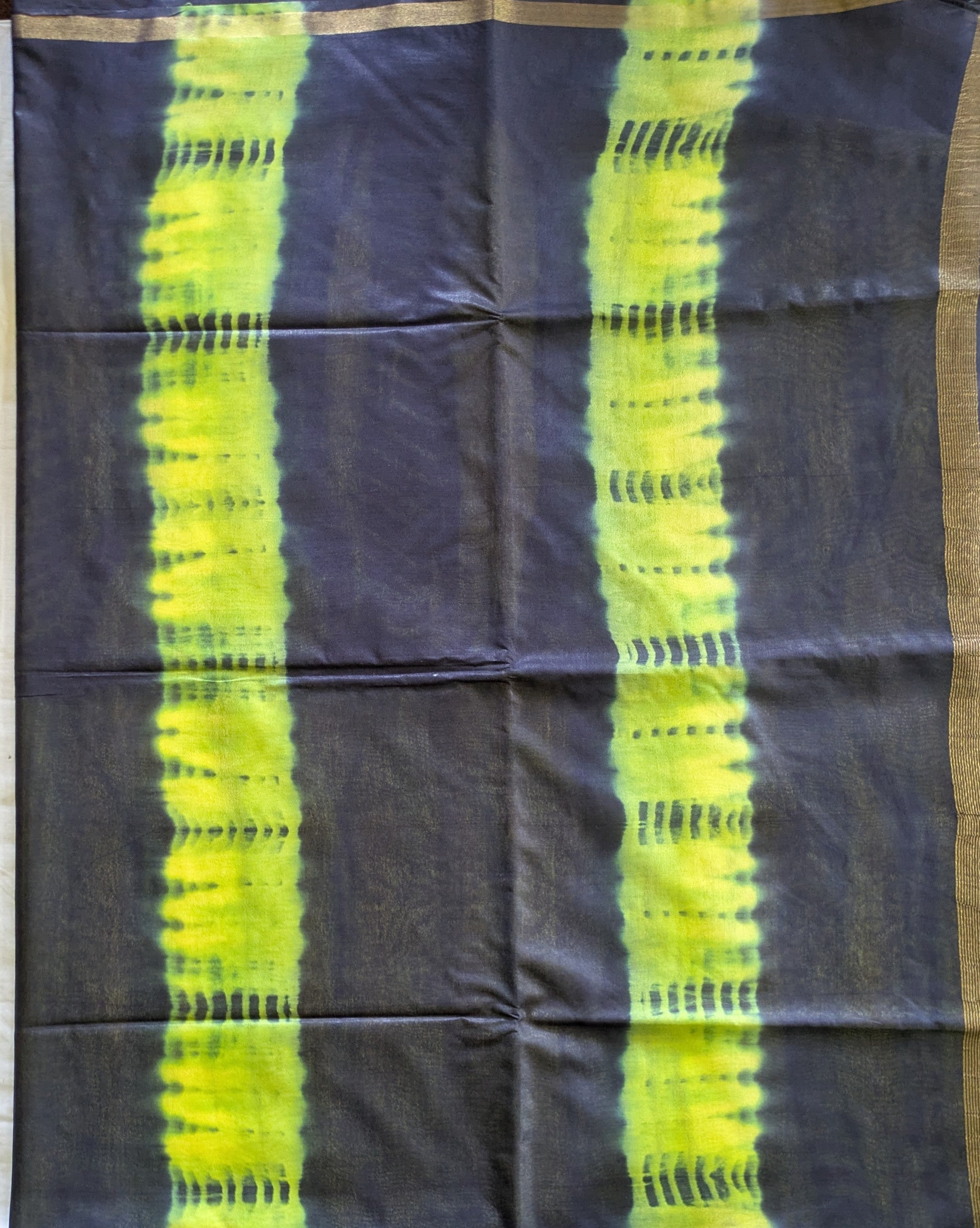 Shibori Bhagalpuri Sari with Blouse Piece Greenish Yellow