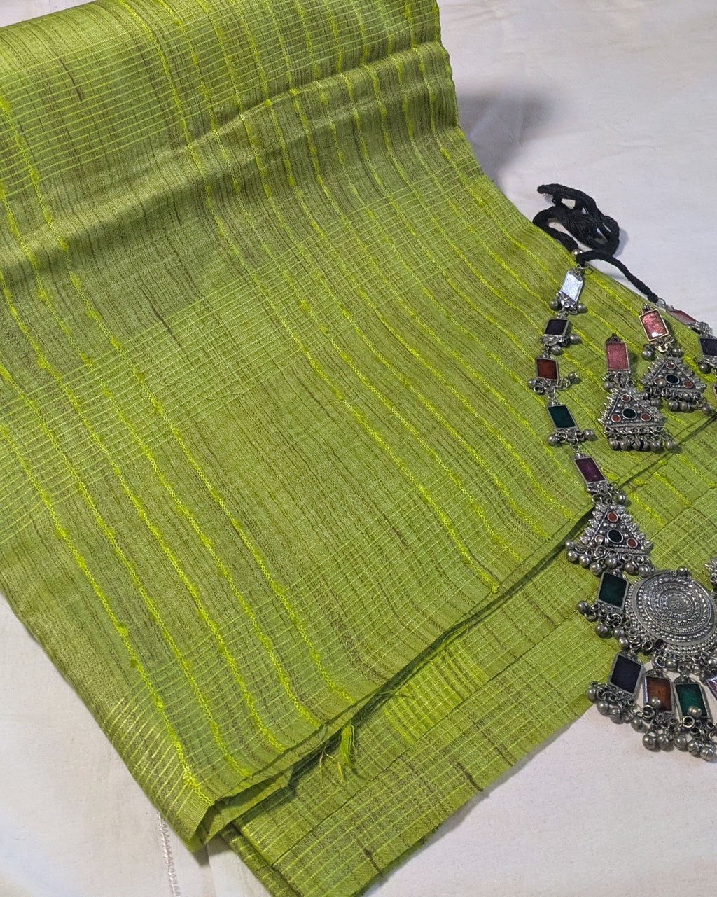Bhagalpuri Bamboo Silk Sari Tender Leaf Green