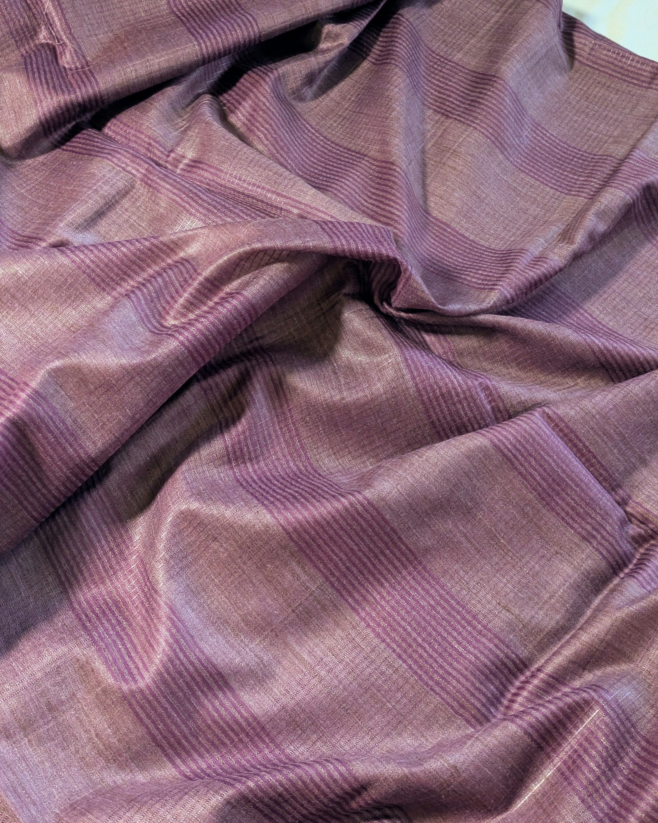Bhagalpuri Bamboo Silk Sari Neutral Dark Pink