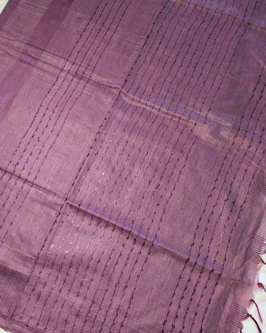 Bhagalpuri Bamboo Silk Sari Neutral Dark Pink