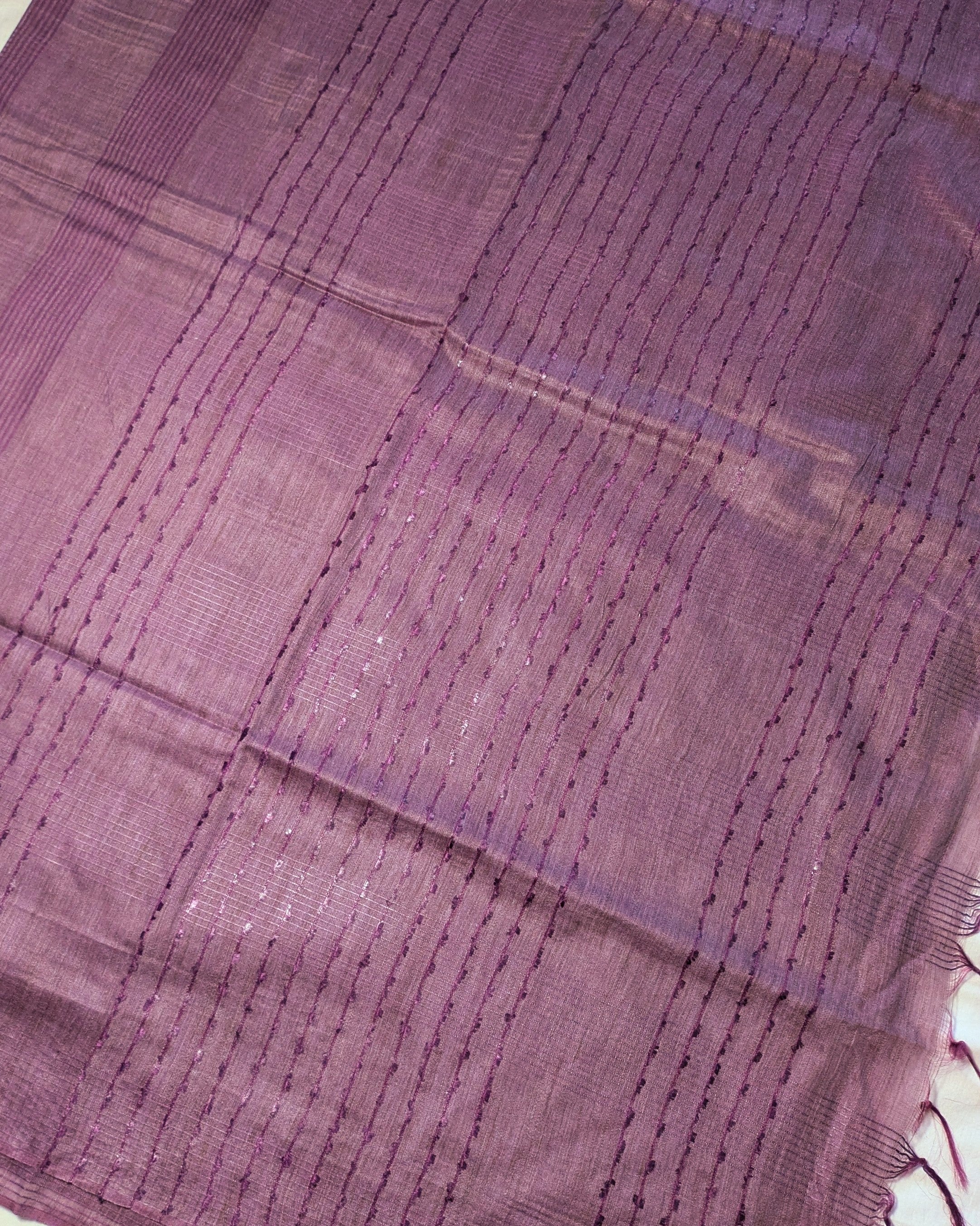 Bhagalpuri Bamboo Silk Sari Neutral Dark Pink