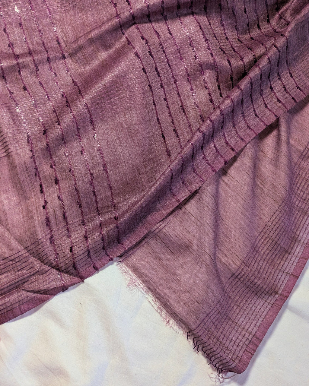 Bhagalpuri Bamboo Silk Sari Neutral Dark Pink
