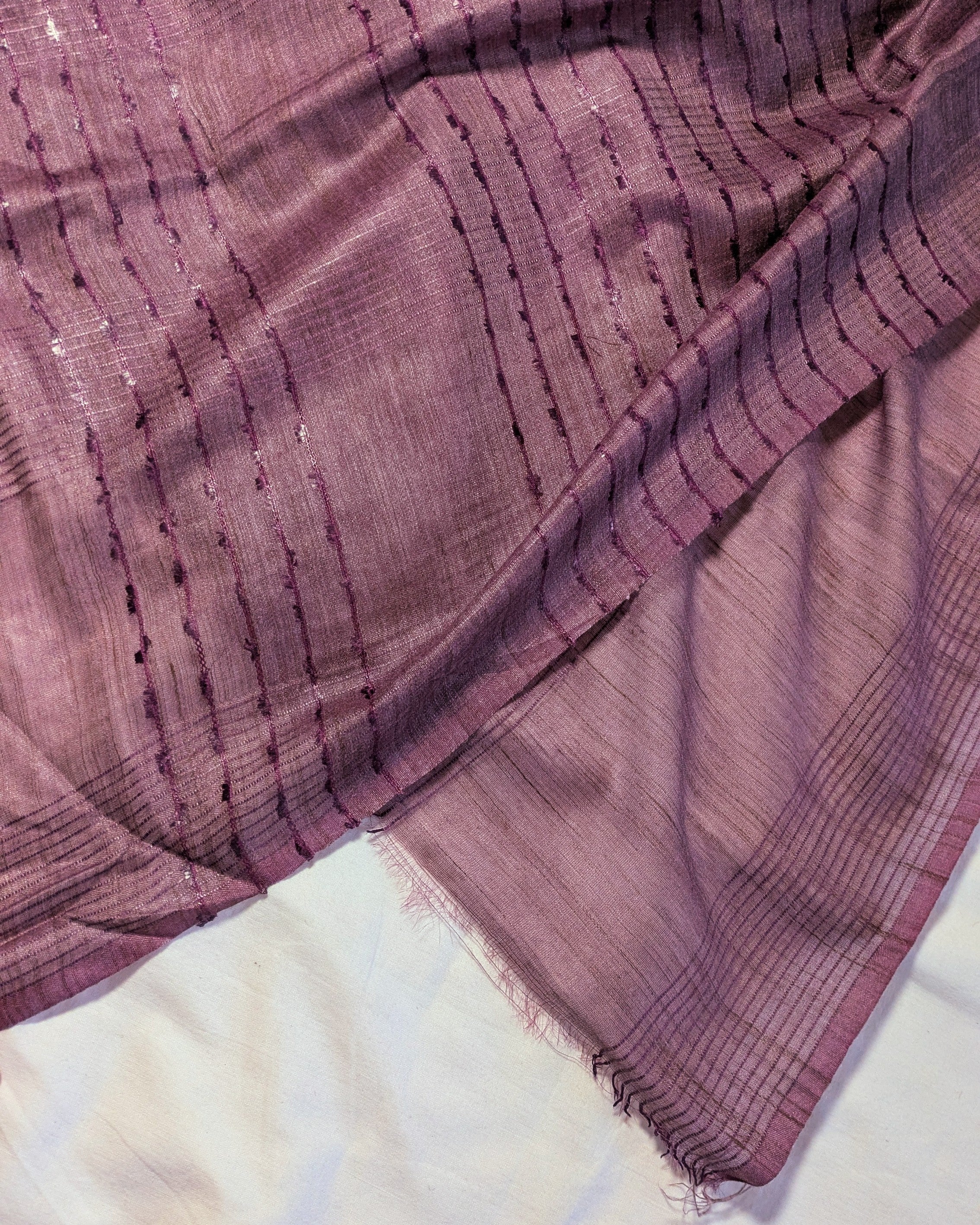 Bhagalpuri Bamboo Silk Sari Neutral Dark Pink