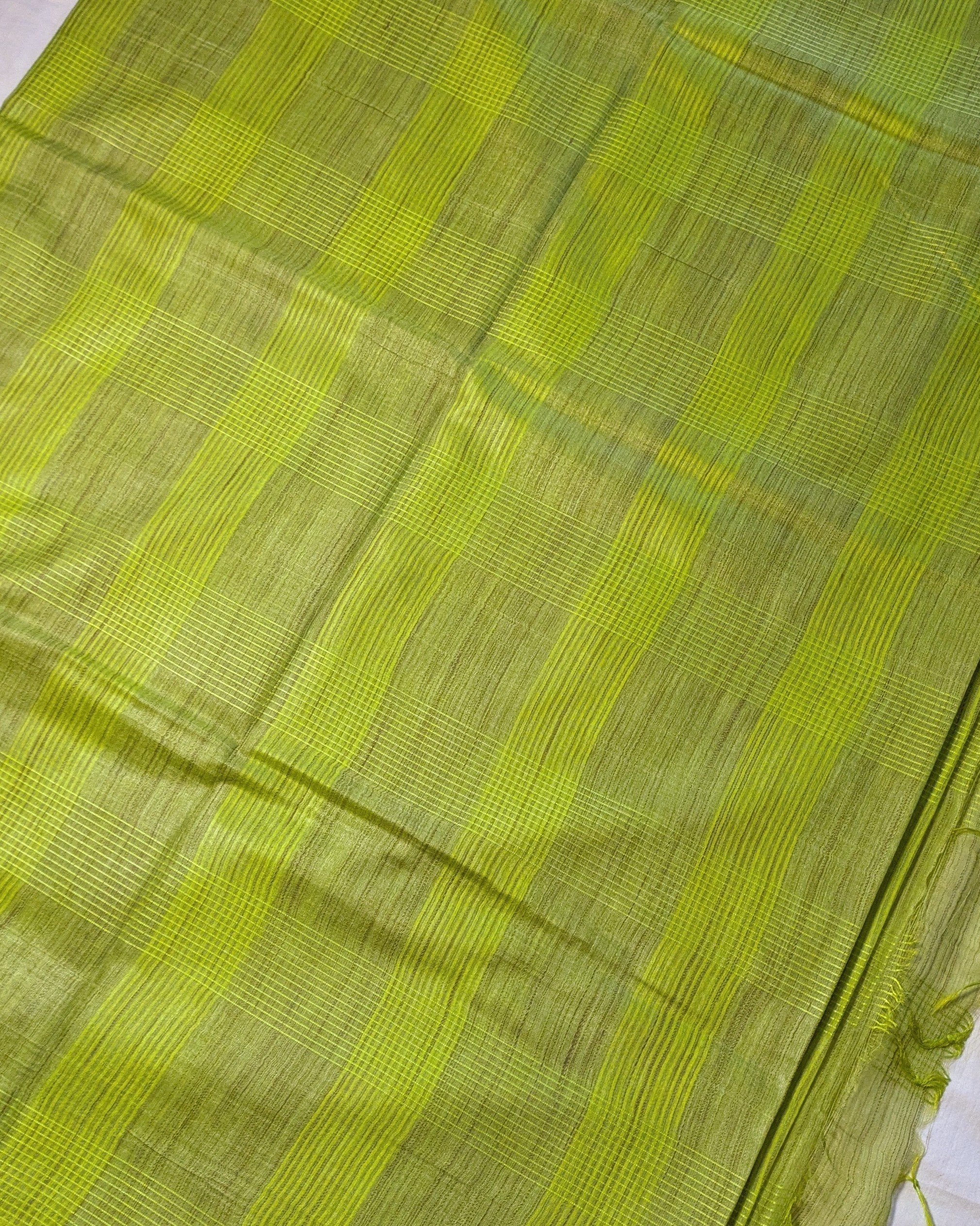 Bhagalpuri Bamboo Silk Sari Tender Leaf Green