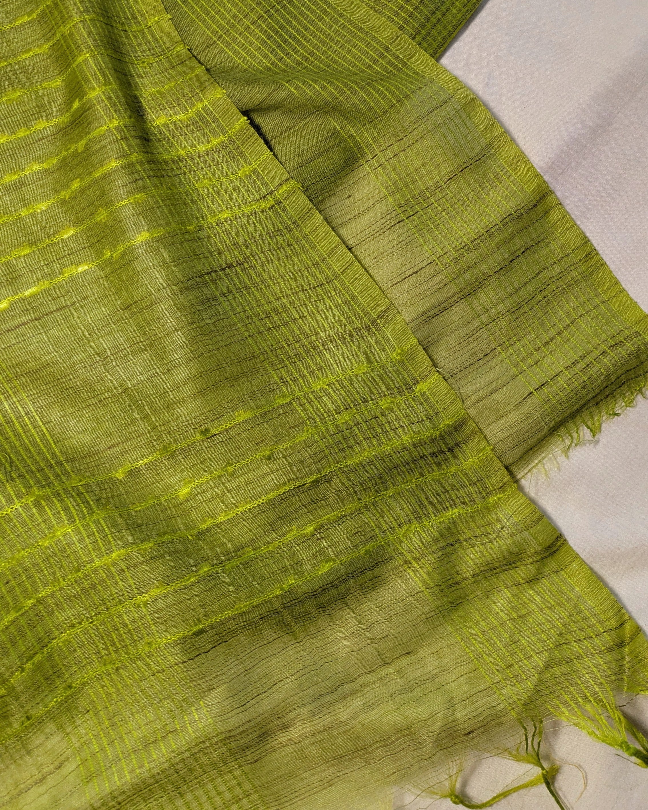 Bhagalpuri Bamboo Silk Sari Tender Leaf Green