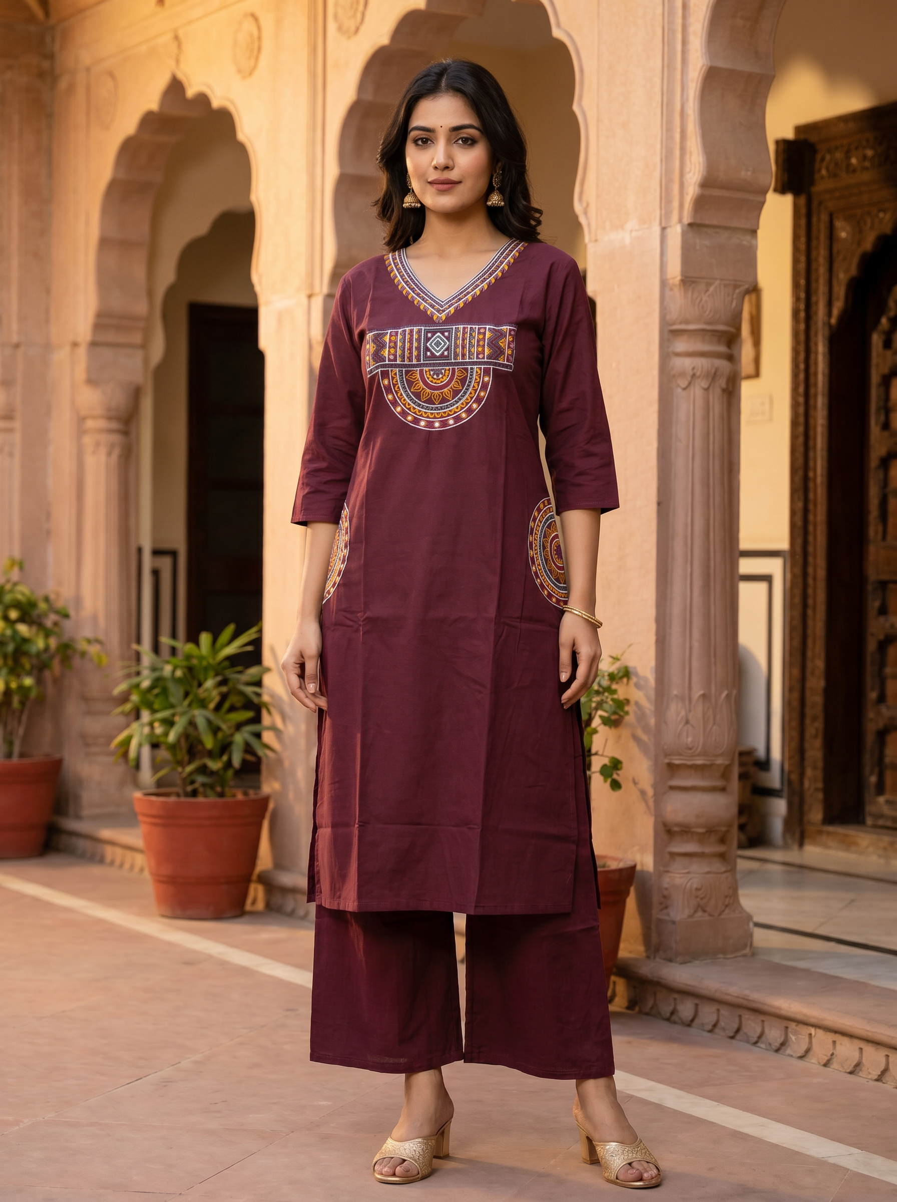 Brown Two Piece Kurti