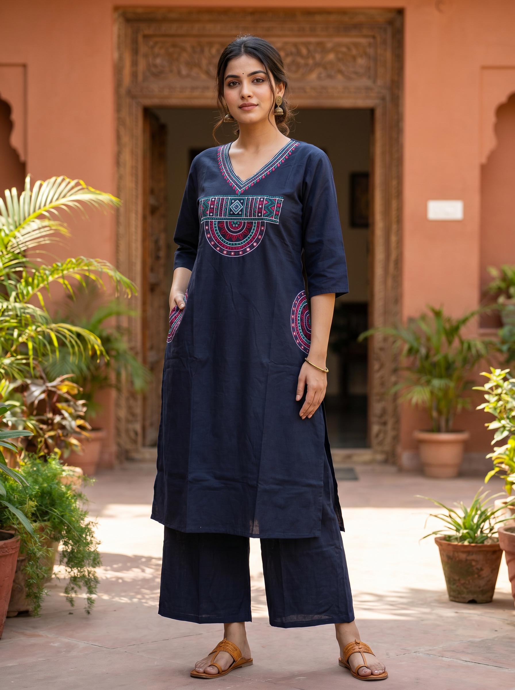 Navy Blue Two Piece Kurti