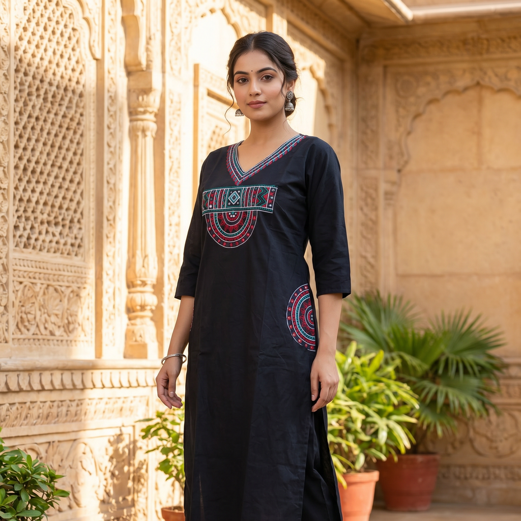 Navy Blue Two Piece Kurti
