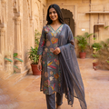 Slate Colour Three Piece Kurti