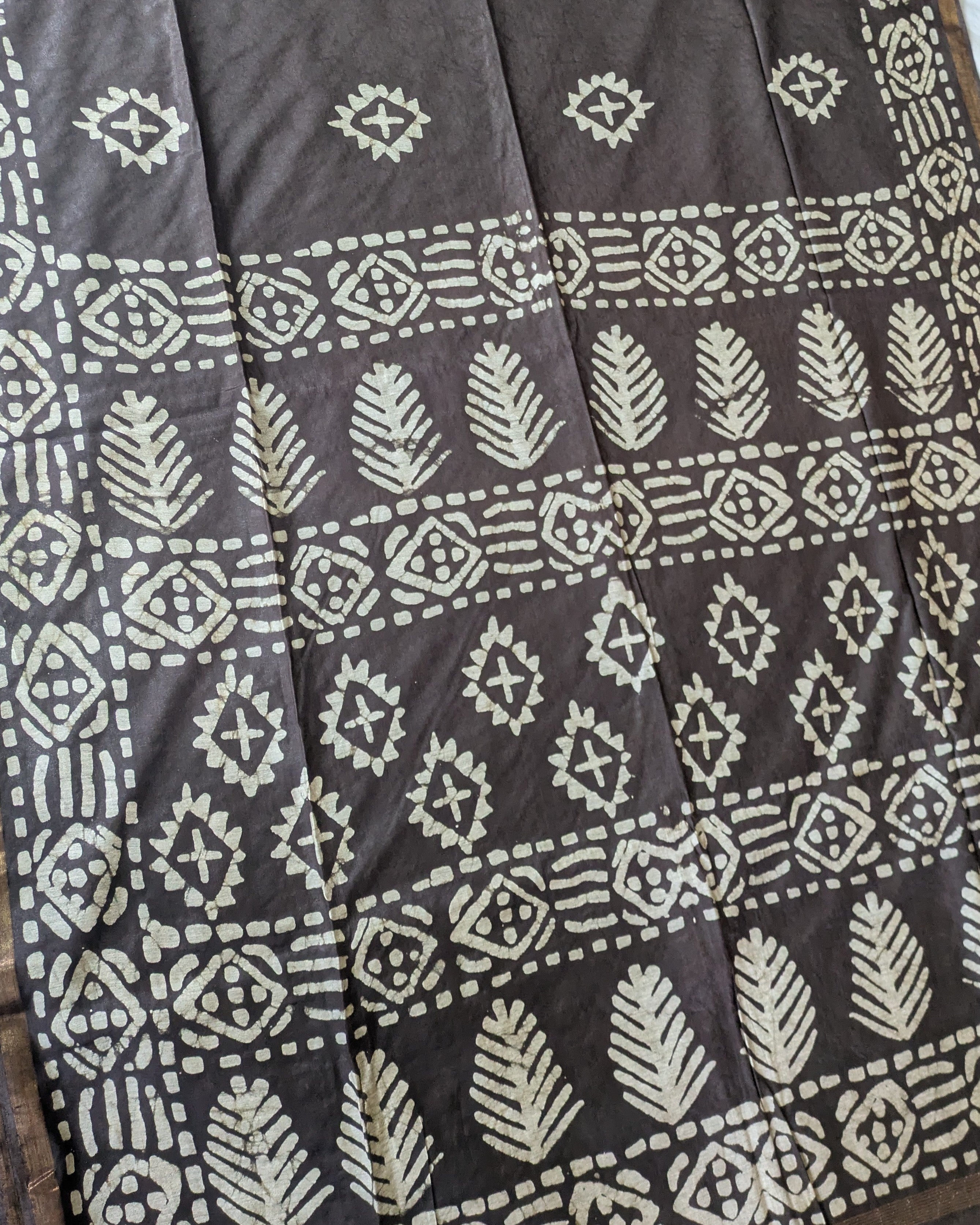 Batik Chanderi Sari with Blouse Piece Dark Slate