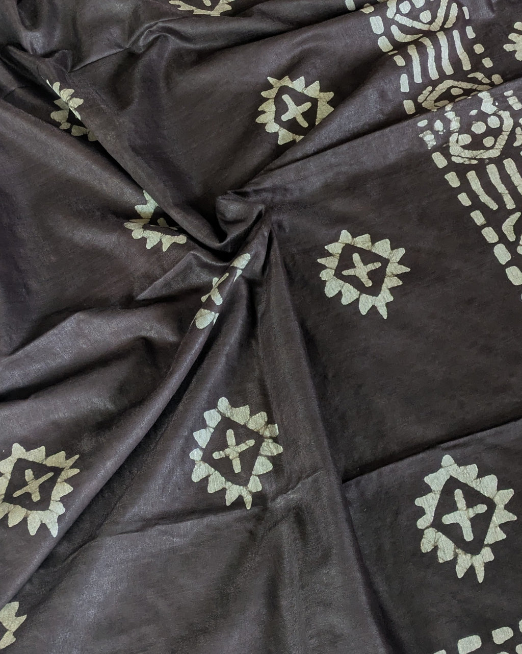 Batik Chanderi Sari with Blouse Piece Dark Slate
