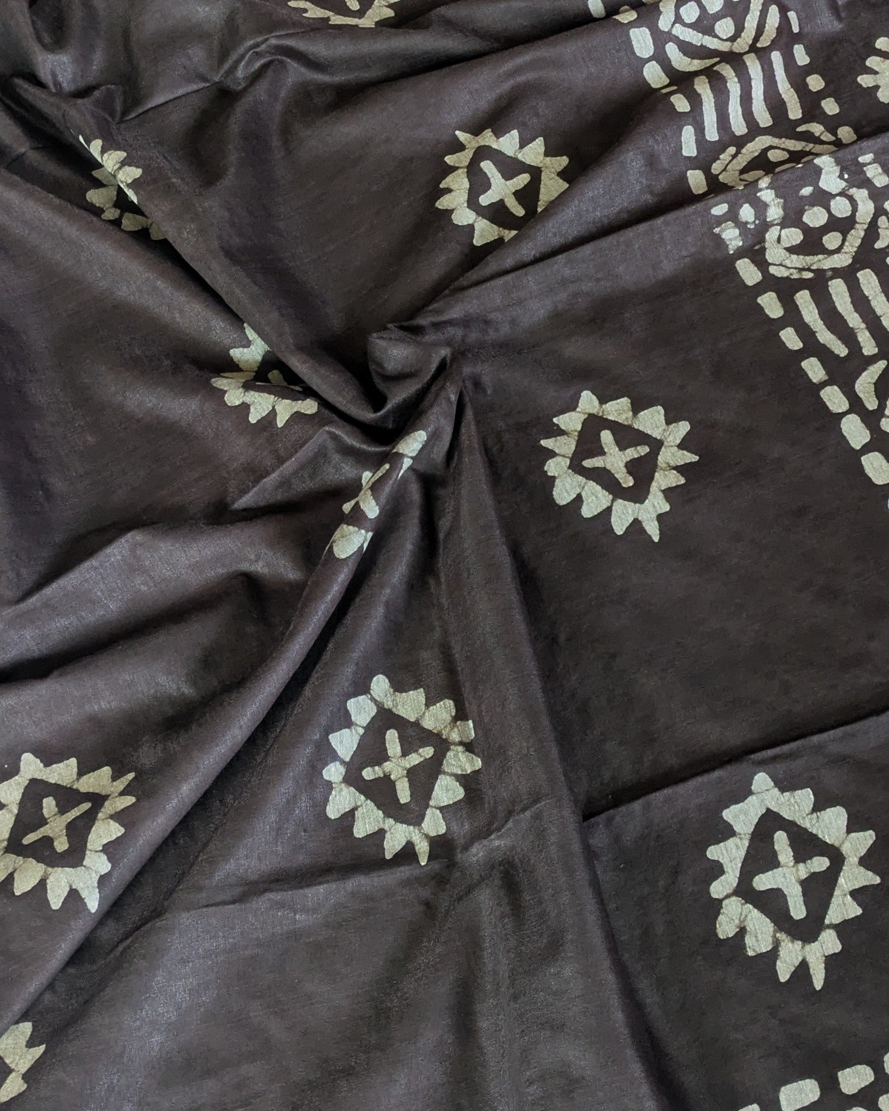 Batik Chanderi Sari with Blouse Piece Dark Slate