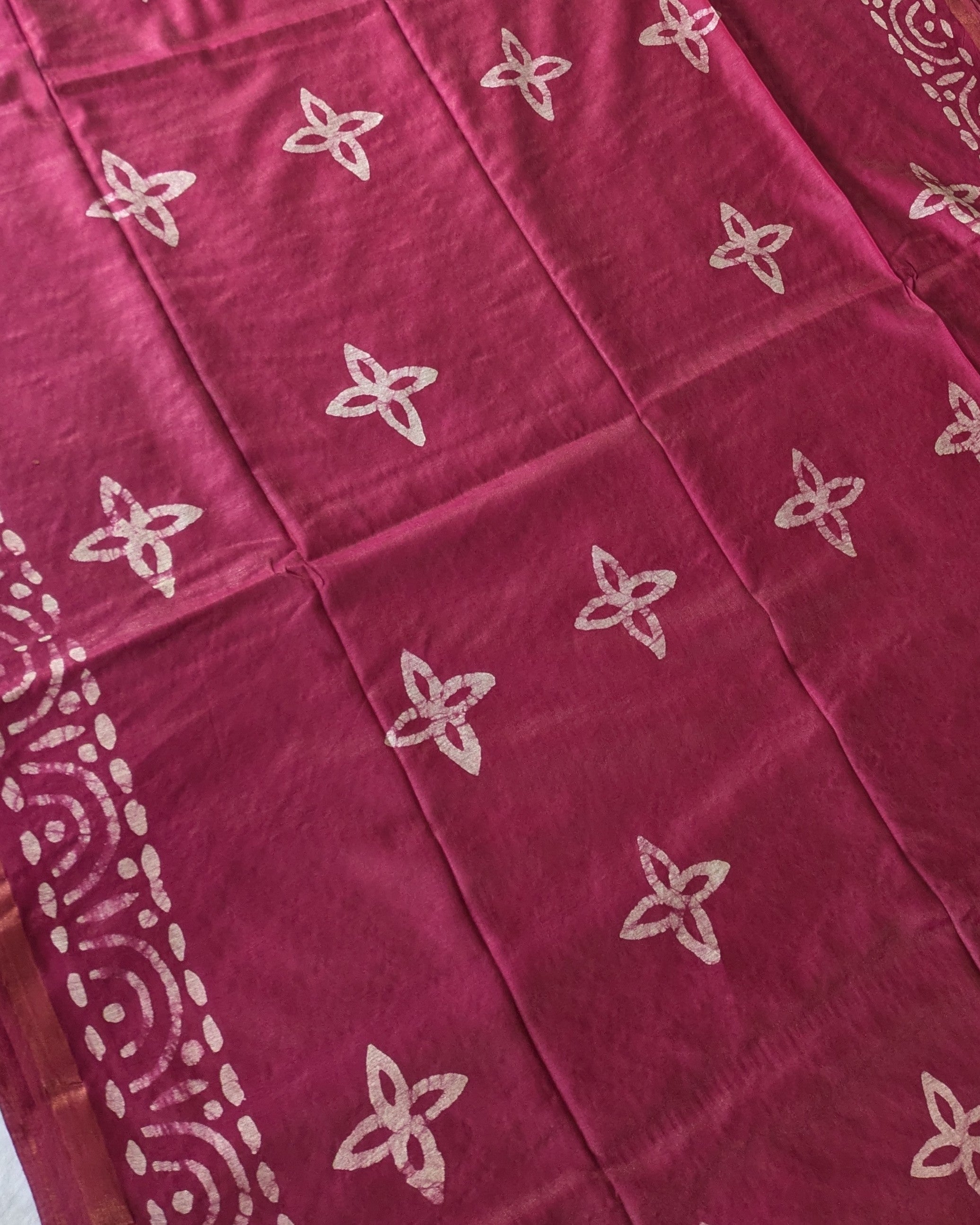 Batik Chanderi Sari with Blouse Piece Plum