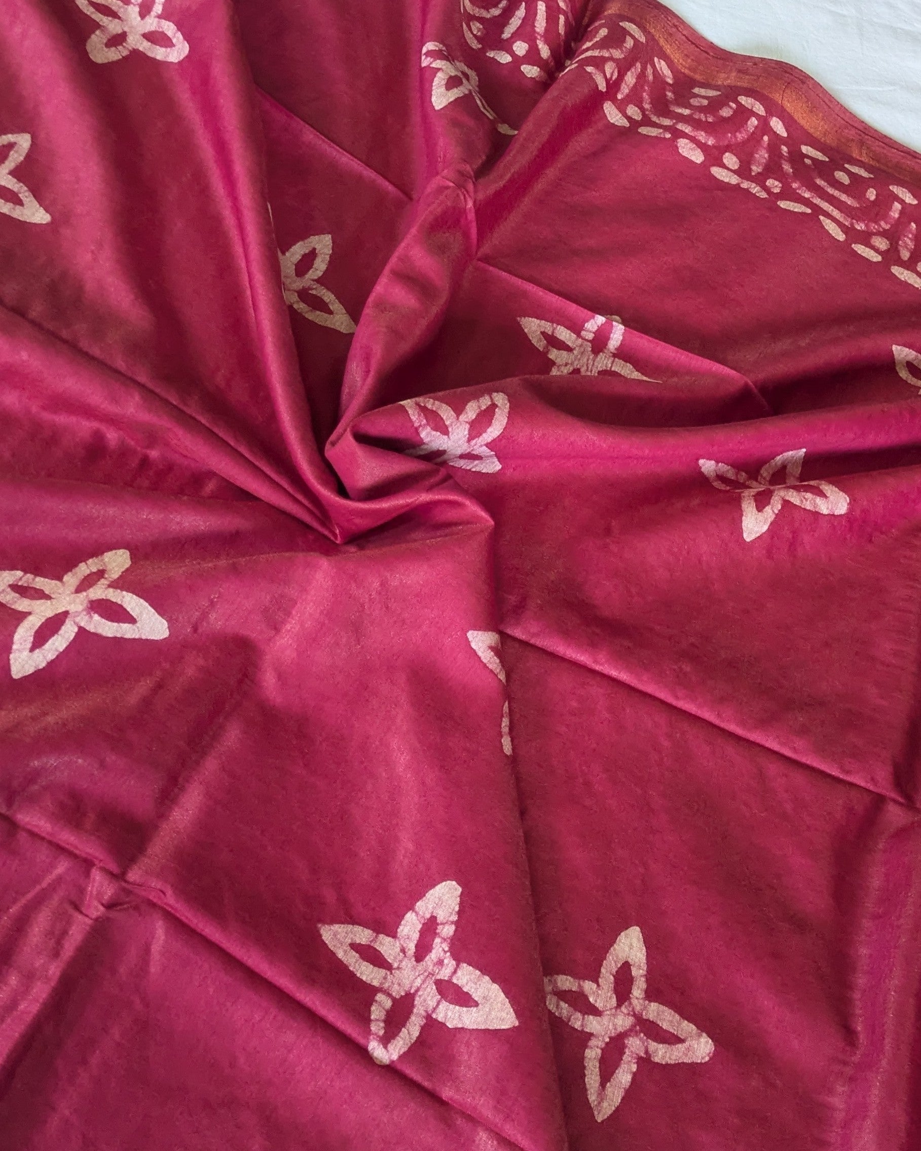 Batik Chanderi Sari with Blouse Piece Plum