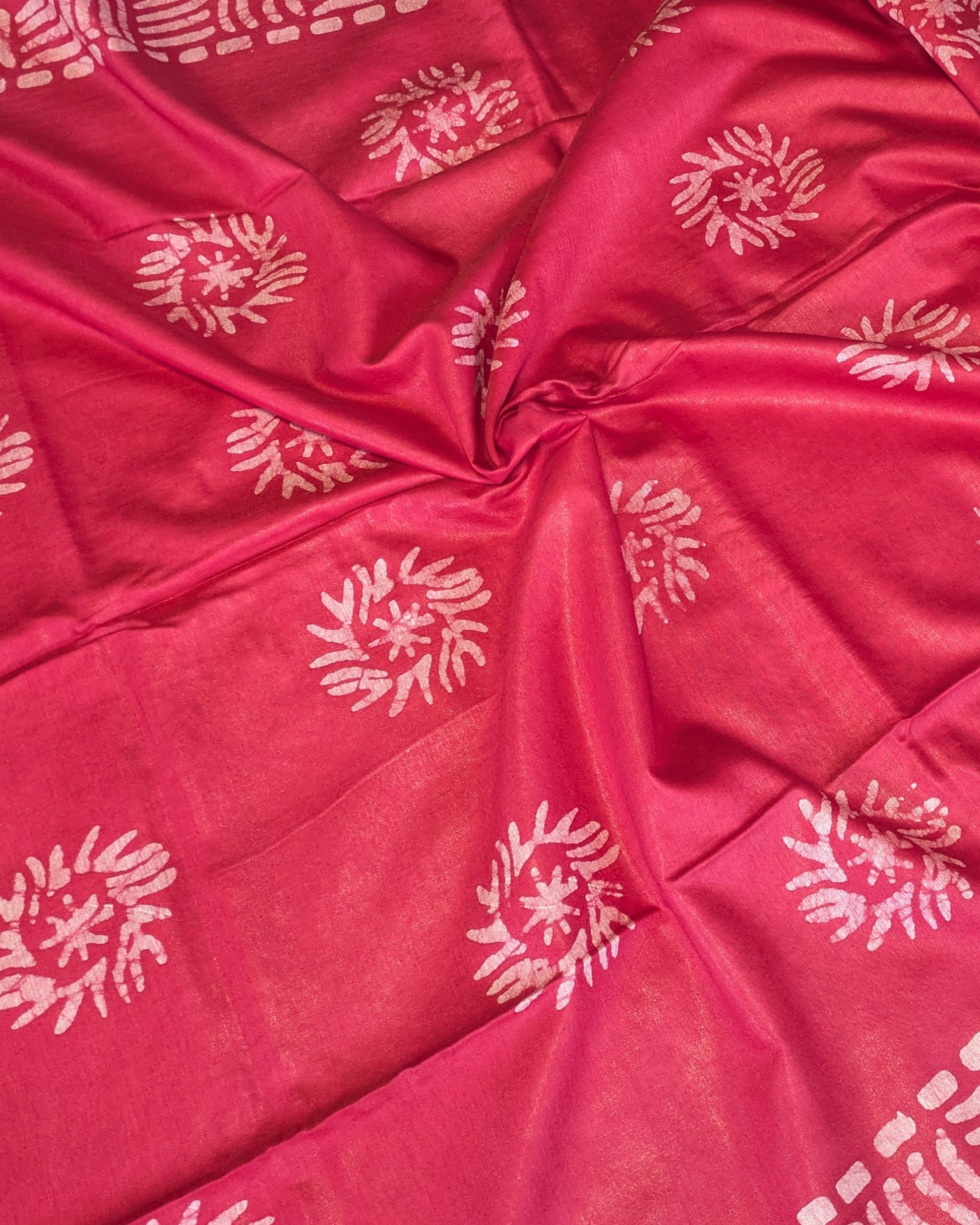Batik Chanderi Sari with Blouse Piece Rani Colour