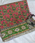 Kalamkari Cotton Sari with Blouse Piece Red