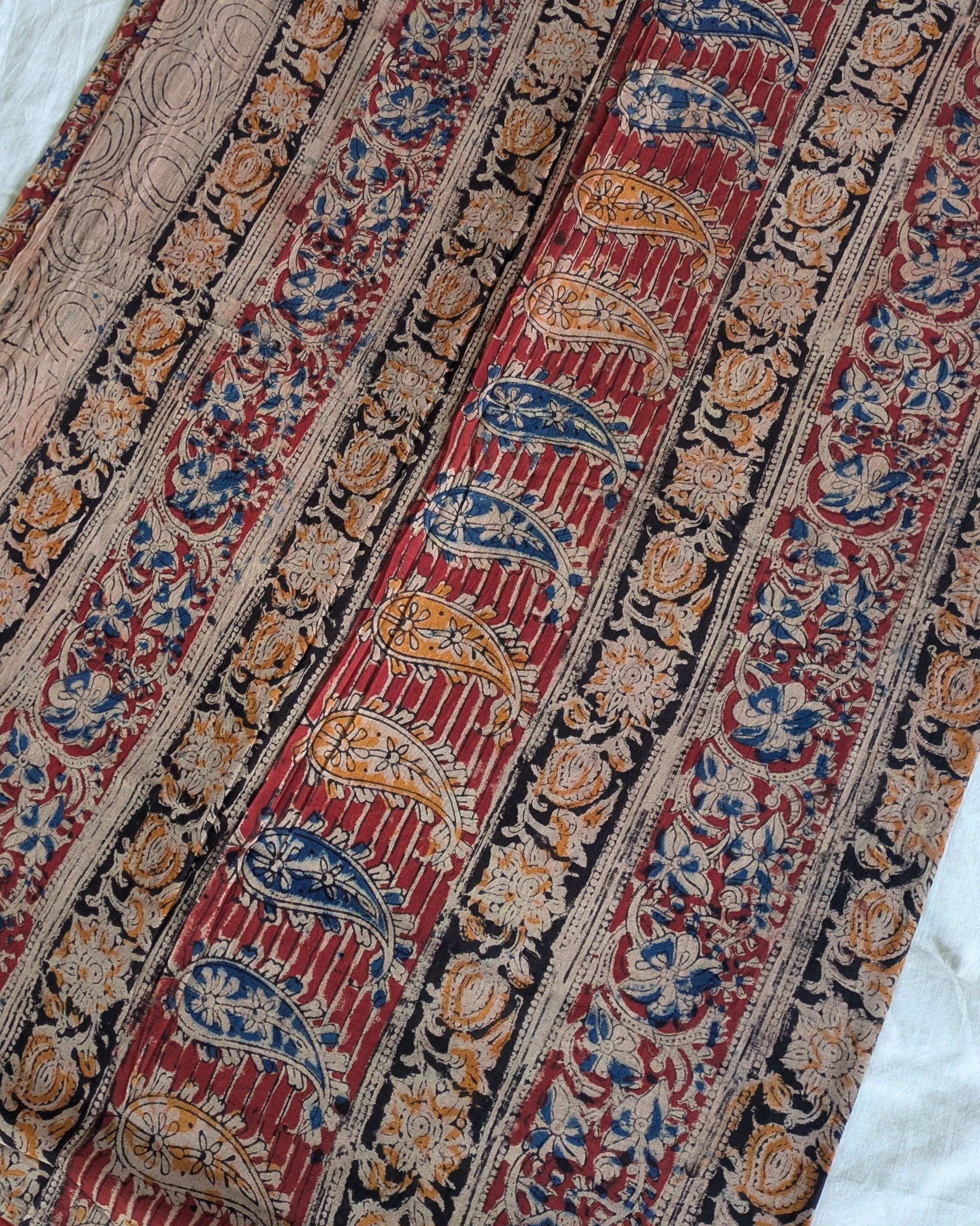 Kalamkari Cotton Sari with Blouse Piece Rust