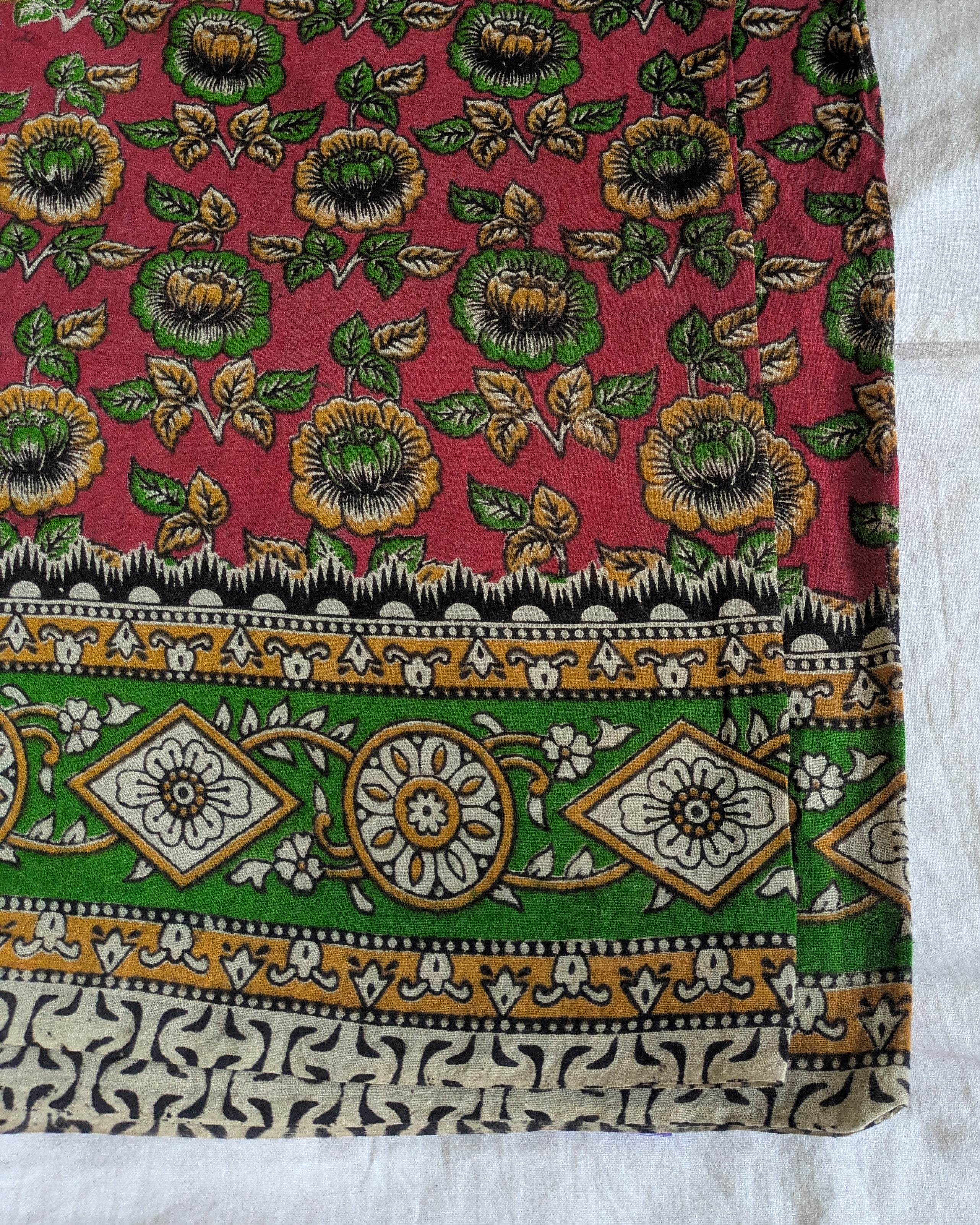 Kalamkari Cotton Sari with Blouse Piece Red