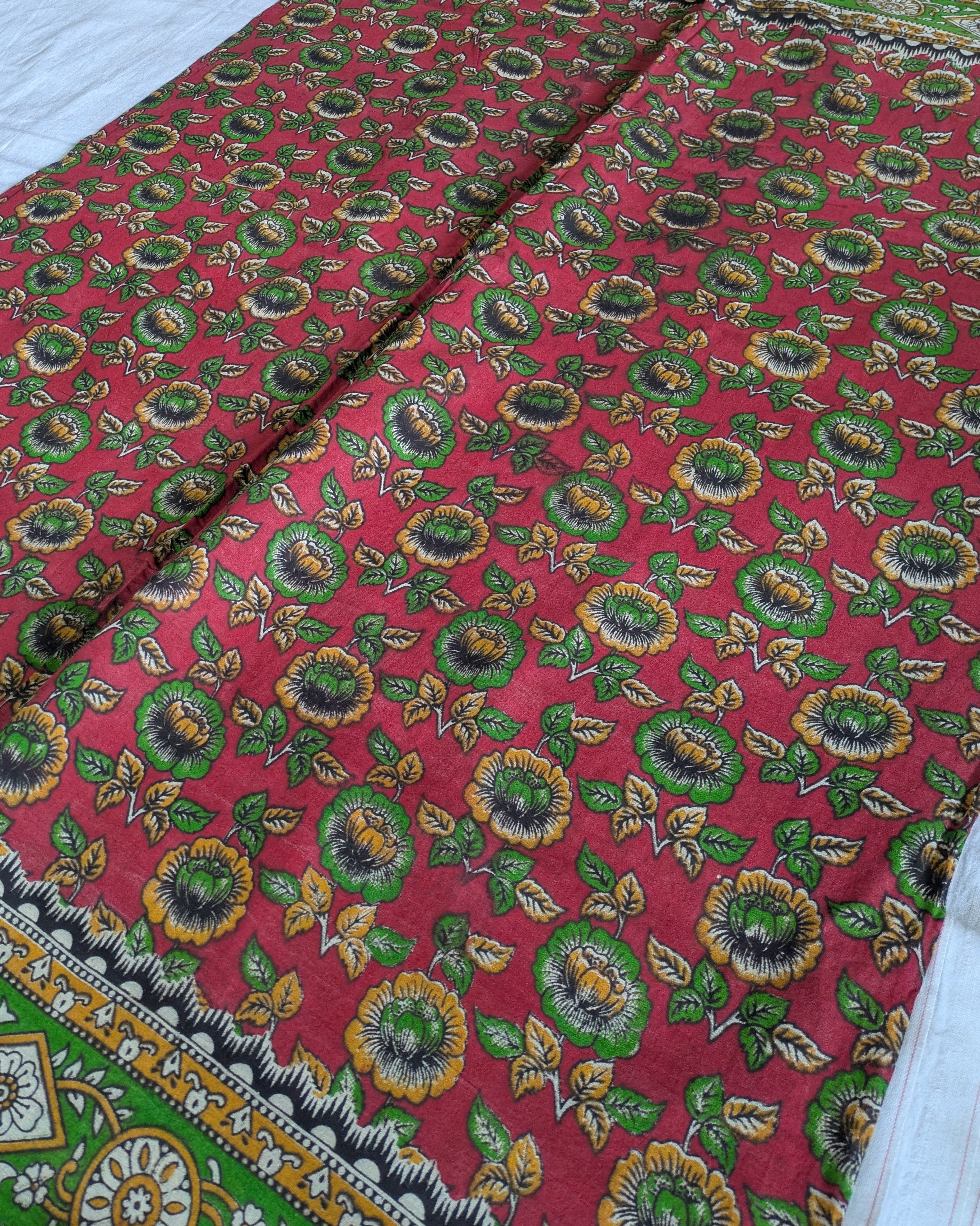Kalamkari Cotton Sari with Blouse Piece Red
