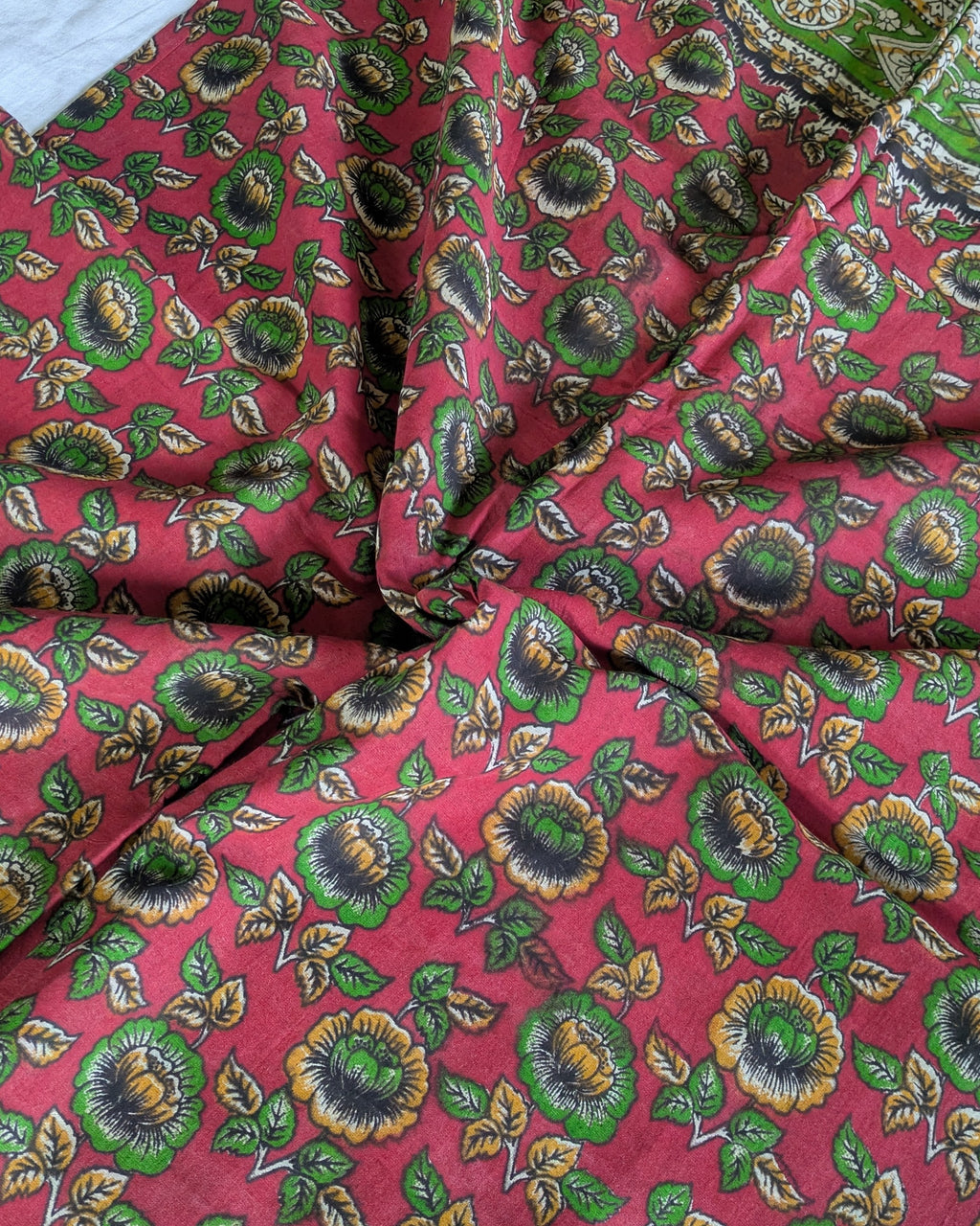 Kalamkari Cotton Sari with Blouse Piece Red