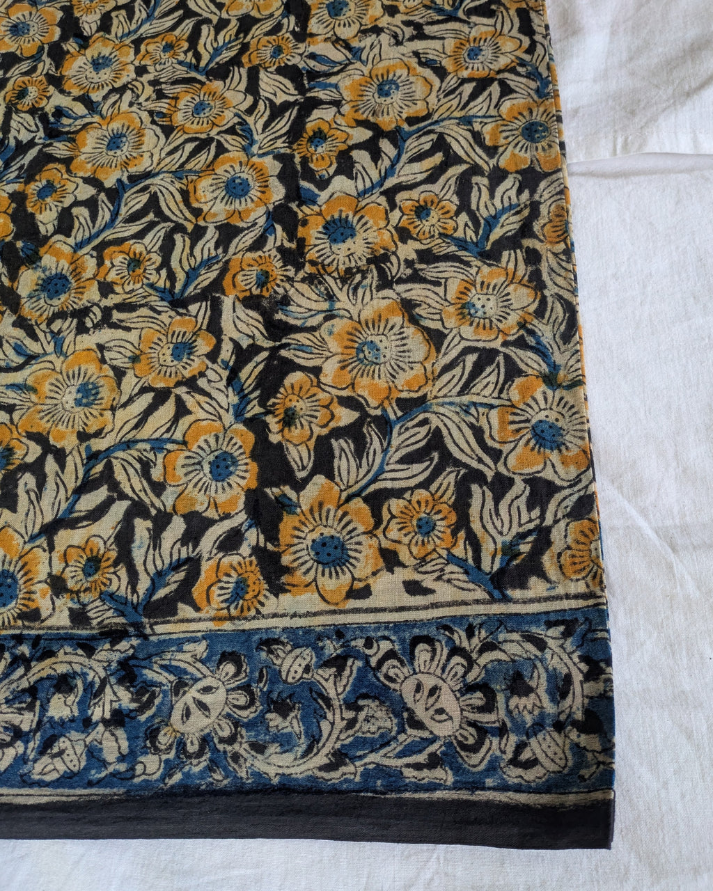 Kalamkari Cotton Sari with Blouse Piece Black