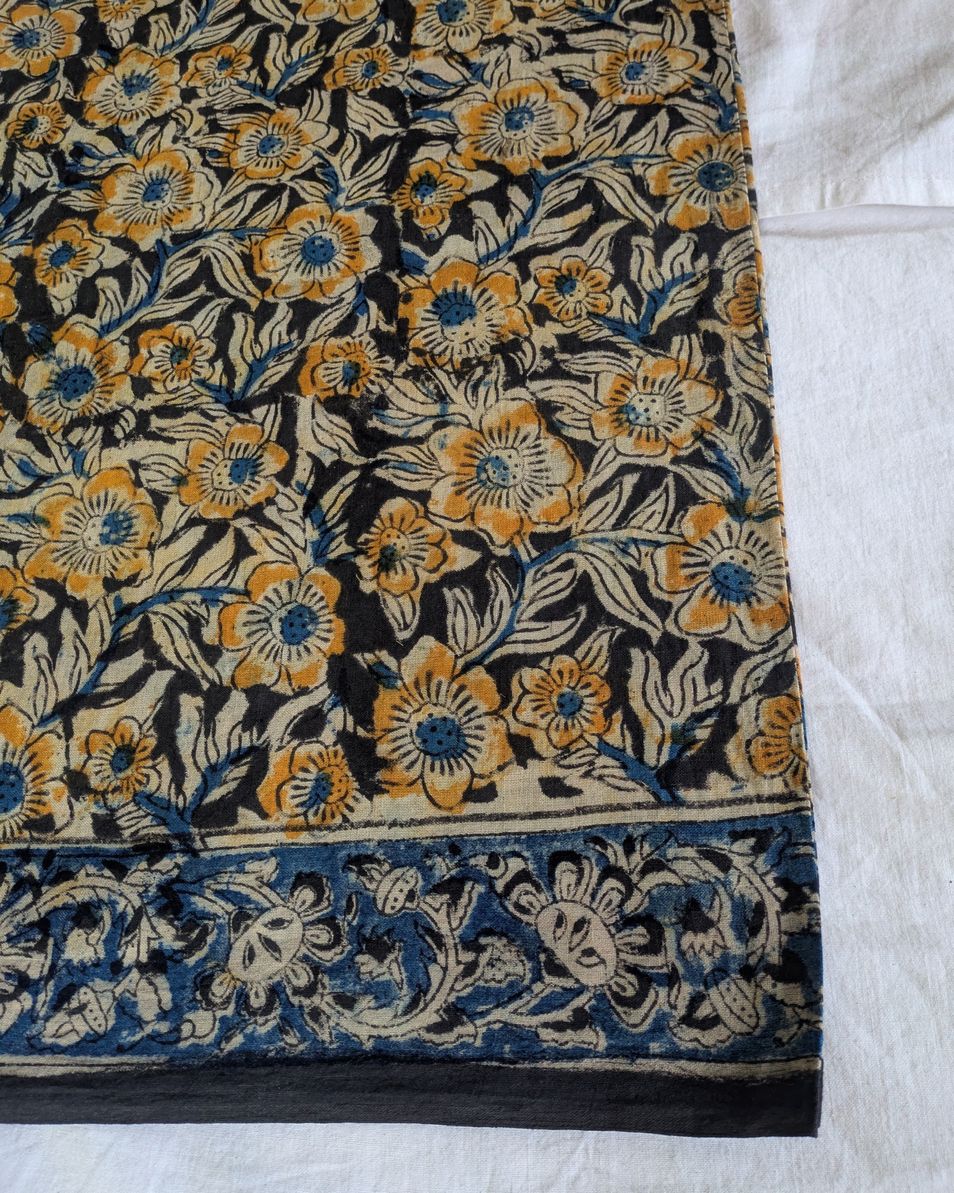 Kalamkari Cotton Sari with Blouse Piece Black