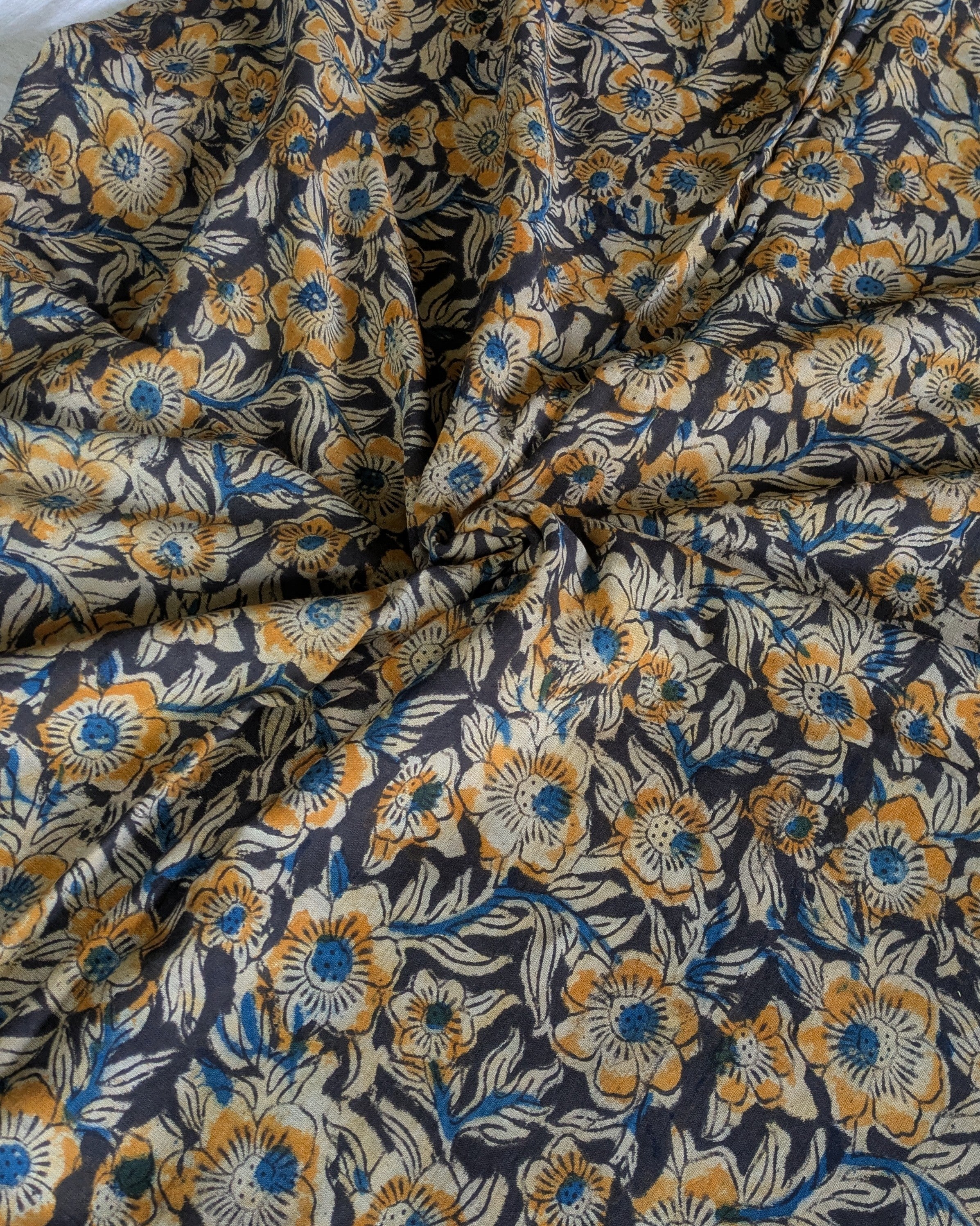 Kalamkari Cotton Sari with Blouse Piece Black
