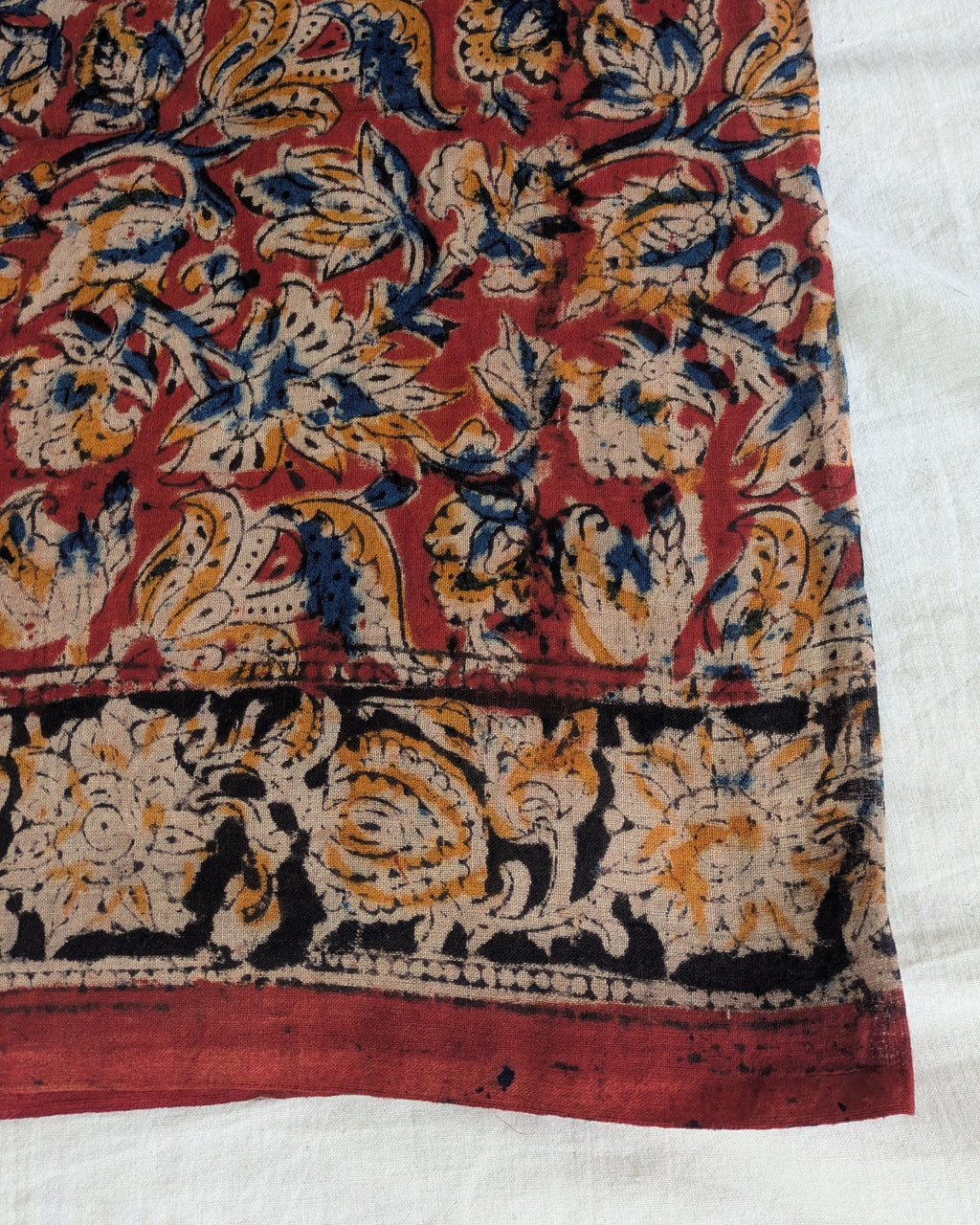 Kalamkari Cotton Sari with Blouse Piece Rust