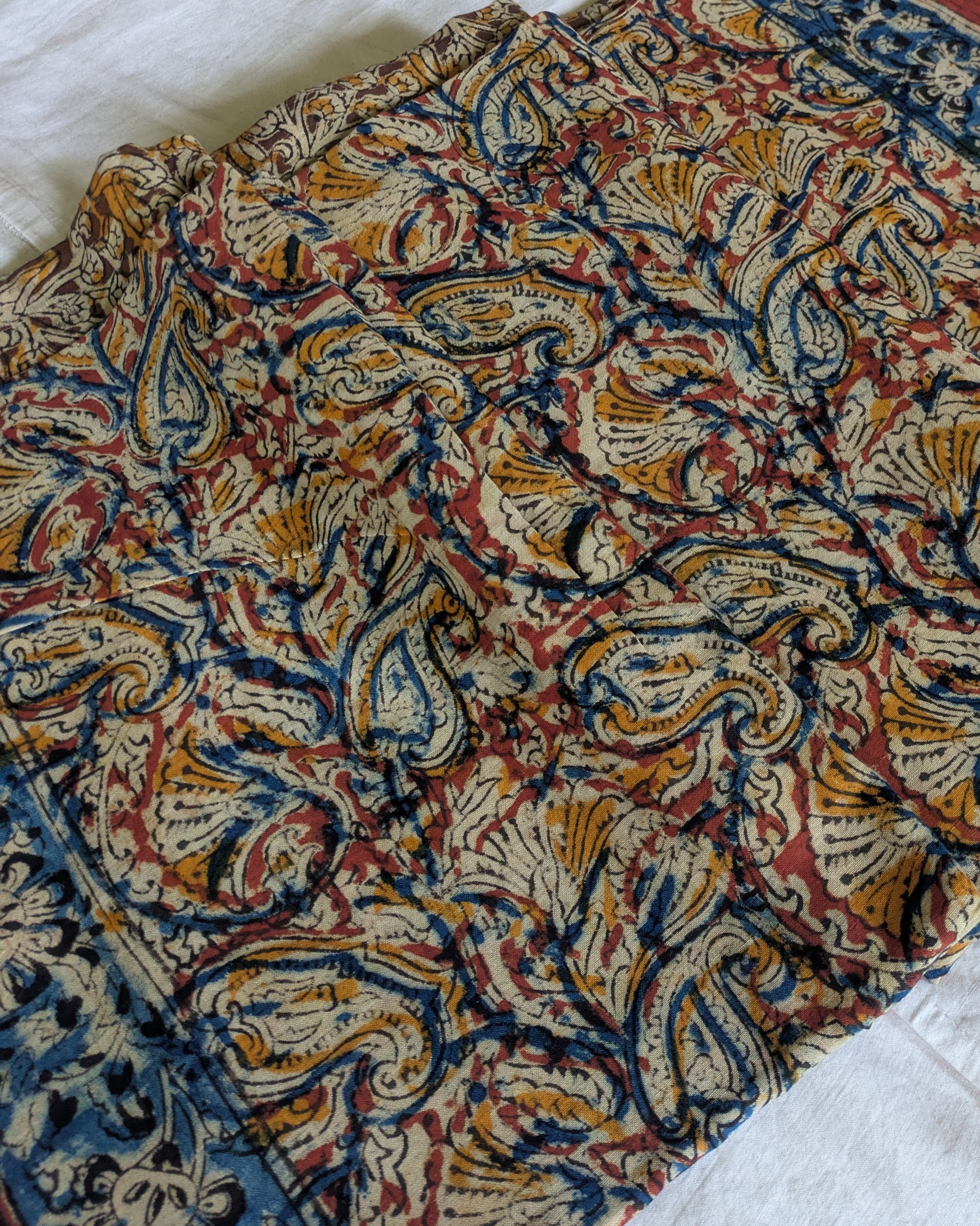 Kalamkari Cotton Sari with Blouse Piece Multicolour