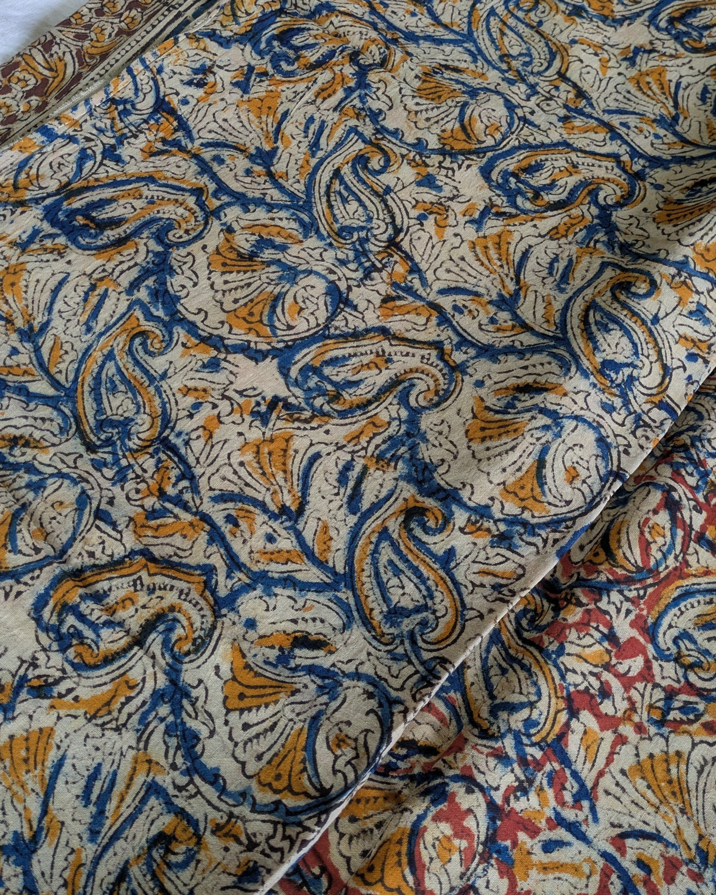 Kalamkari Cotton Sari with Blouse Piece Multicolour