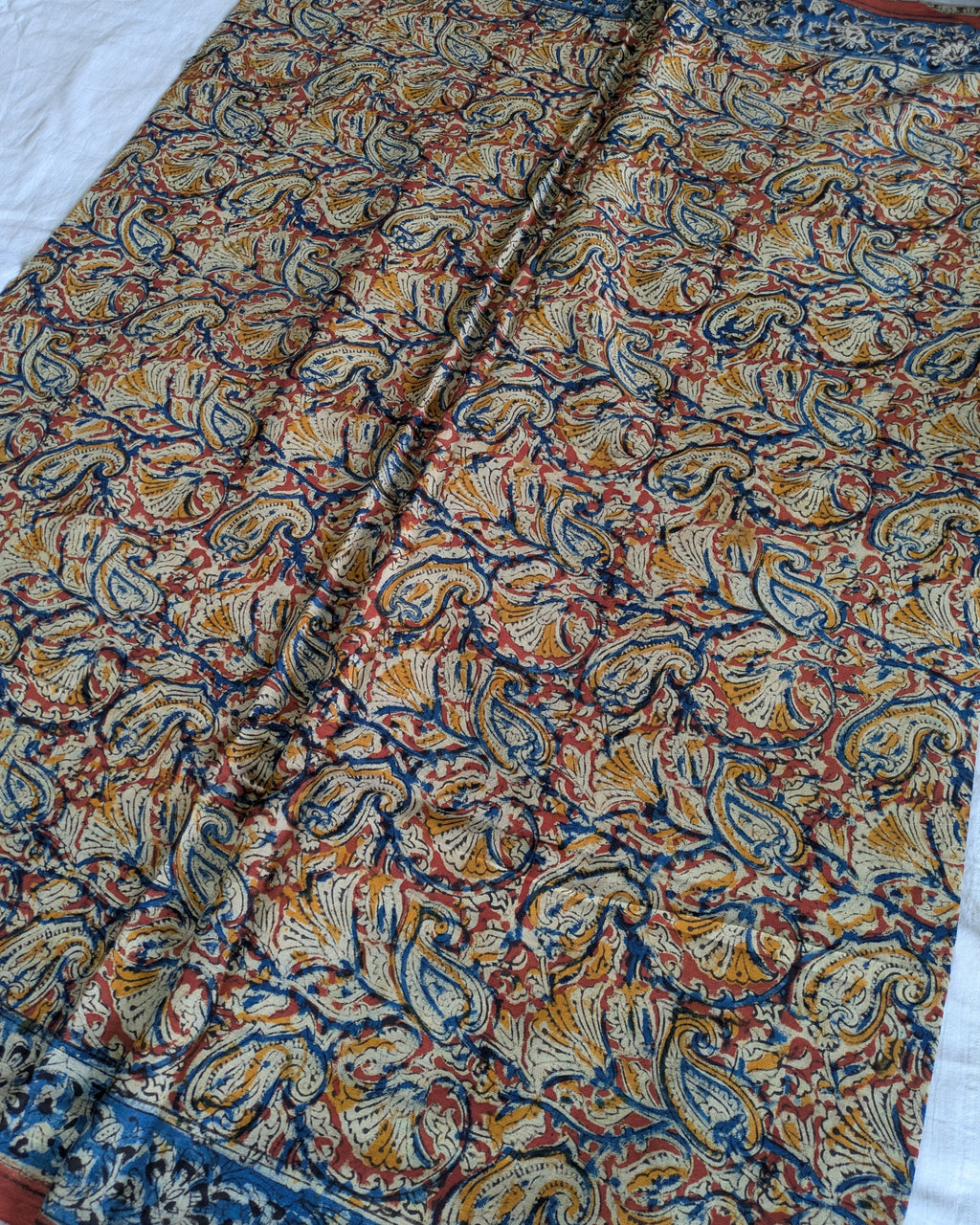 Kalamkari Cotton Sari with Blouse Piece Multicolour