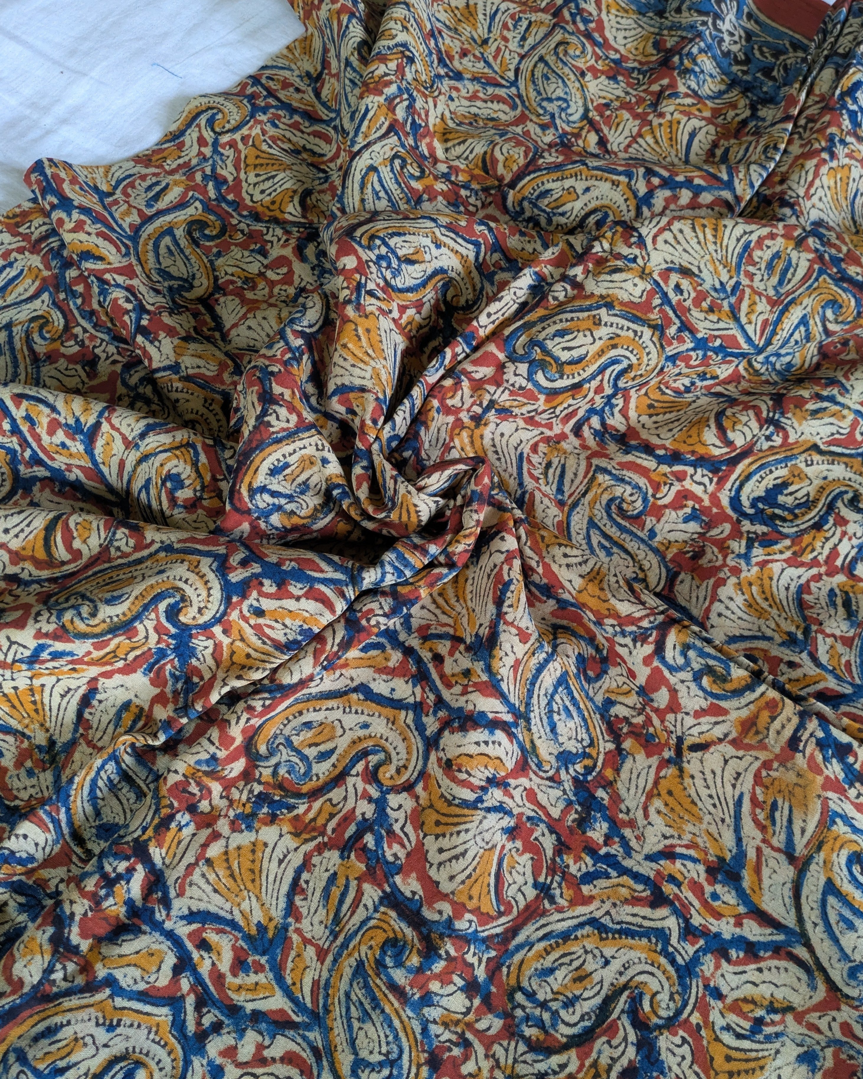 Kalamkari Cotton Sari with Blouse Piece Multicolour