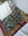 Bhagalpuri Sari with Kalamkari Border & Blouse Piece 3