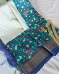 Bhagalpuri Sari with Kalamkari Border & Blouse Piece 1
