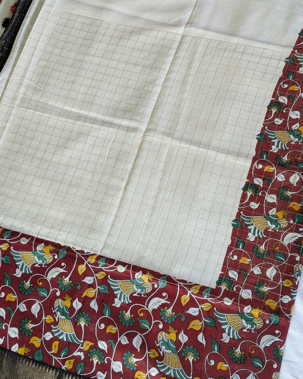 Bhagalpuri Sari with Kalamkari Border & Blouse Piece 2