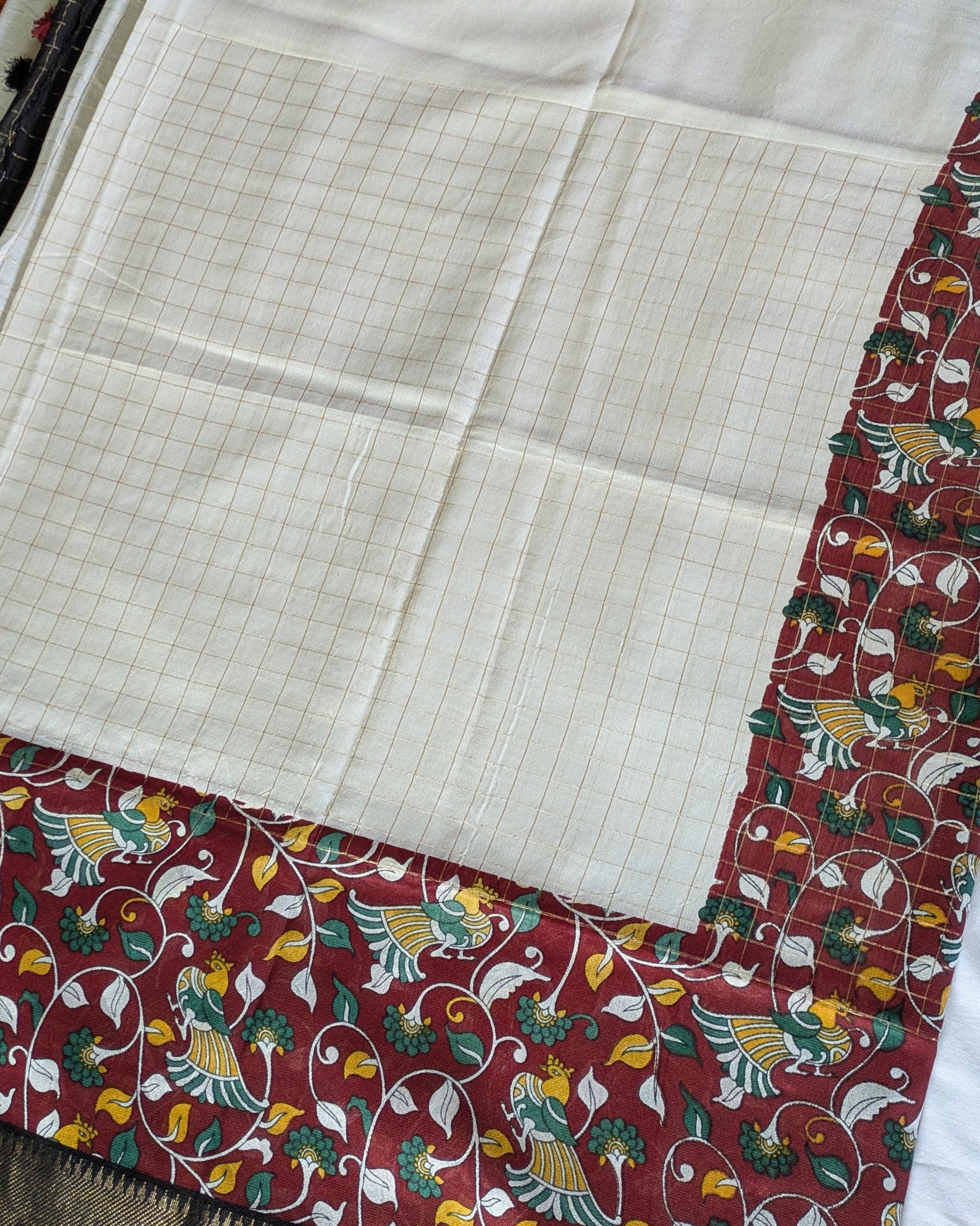 Bhagalpuri Sari with Kalamkari Border & Blouse Piece 2
