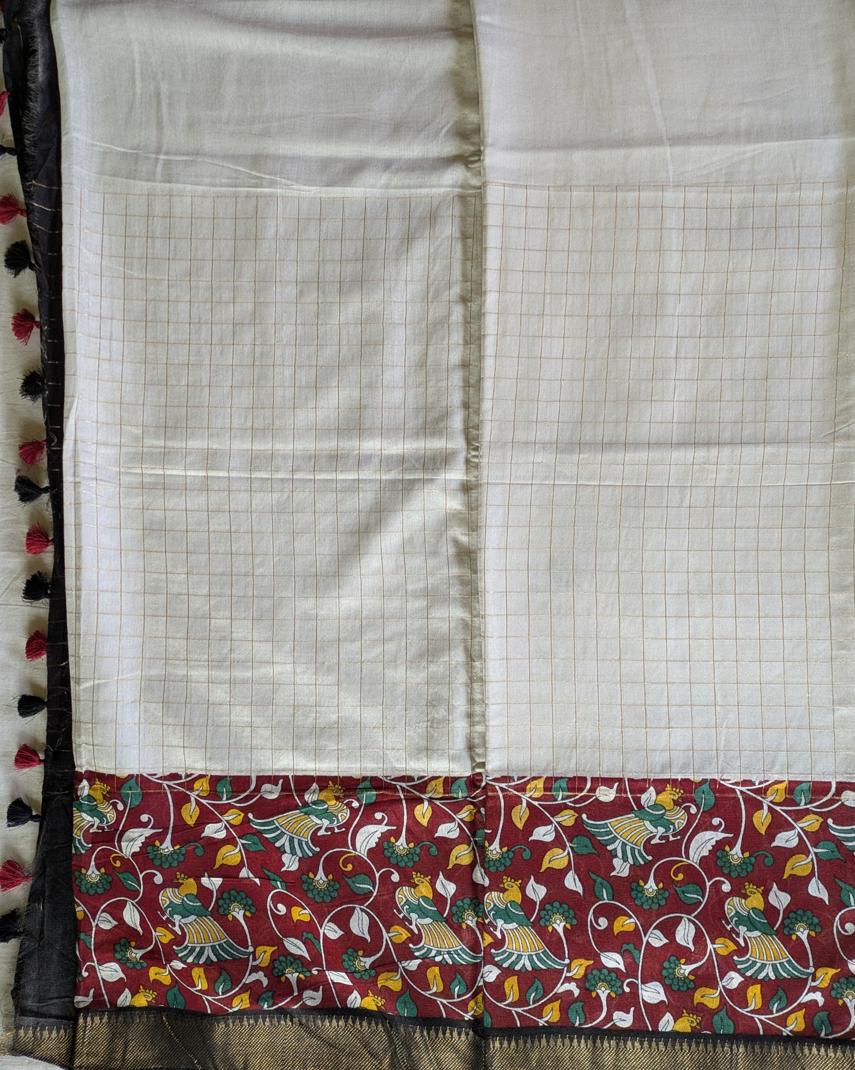 Bhagalpuri Sari with Kalamkari Border & Blouse Piece 2