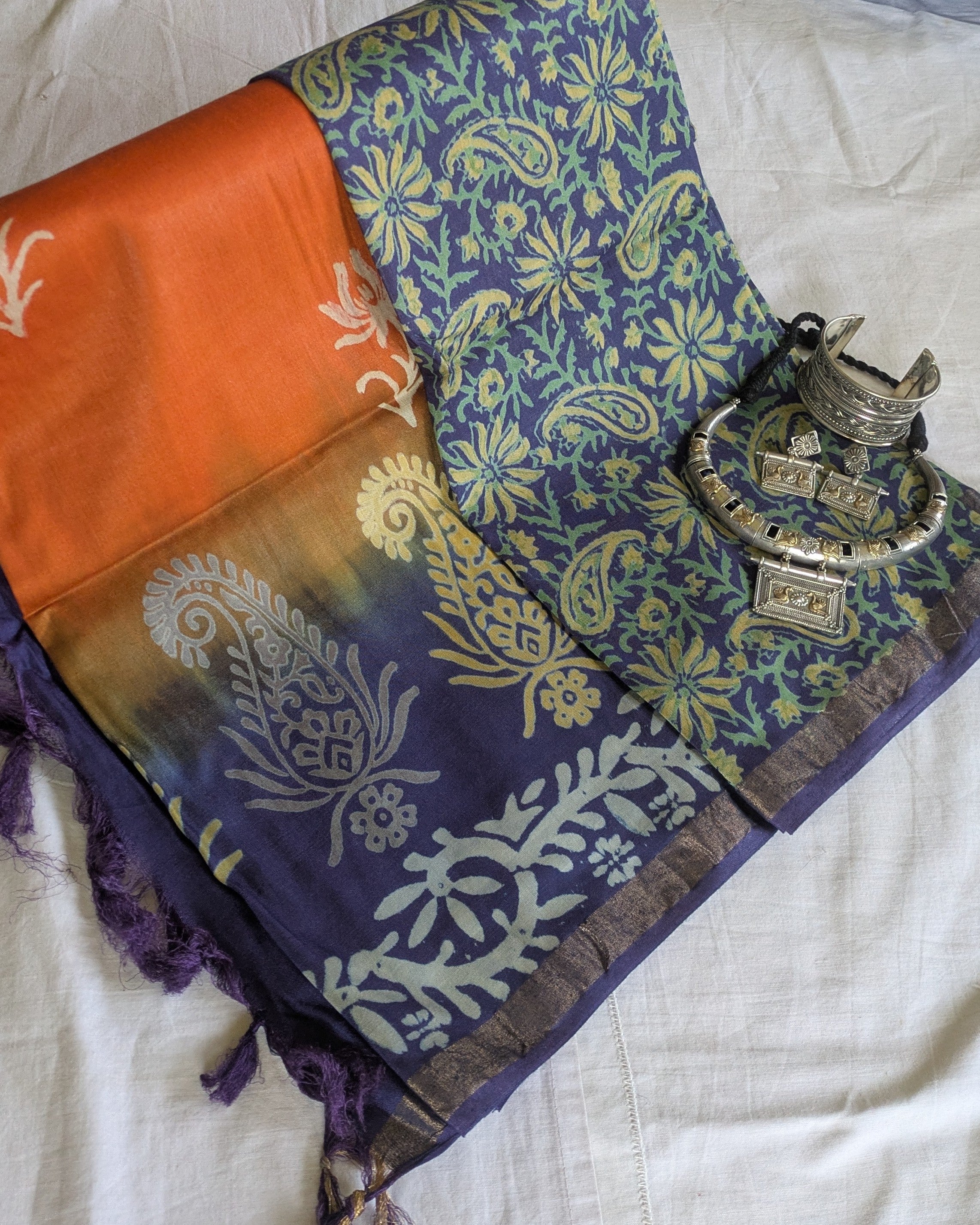 Bhagalpuri Katan Sari Orange