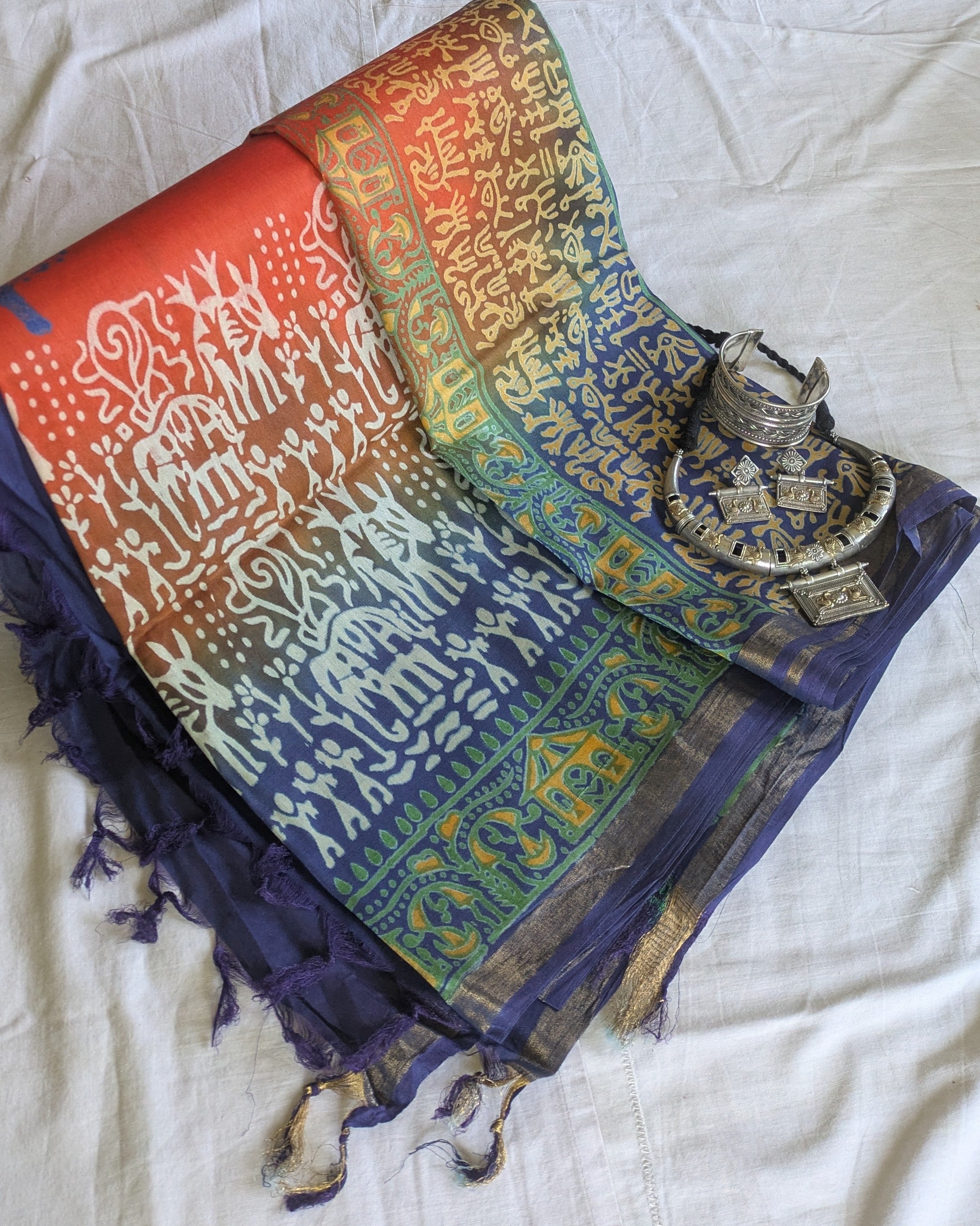 Bhagalpuri Katan Sari Orange 2
