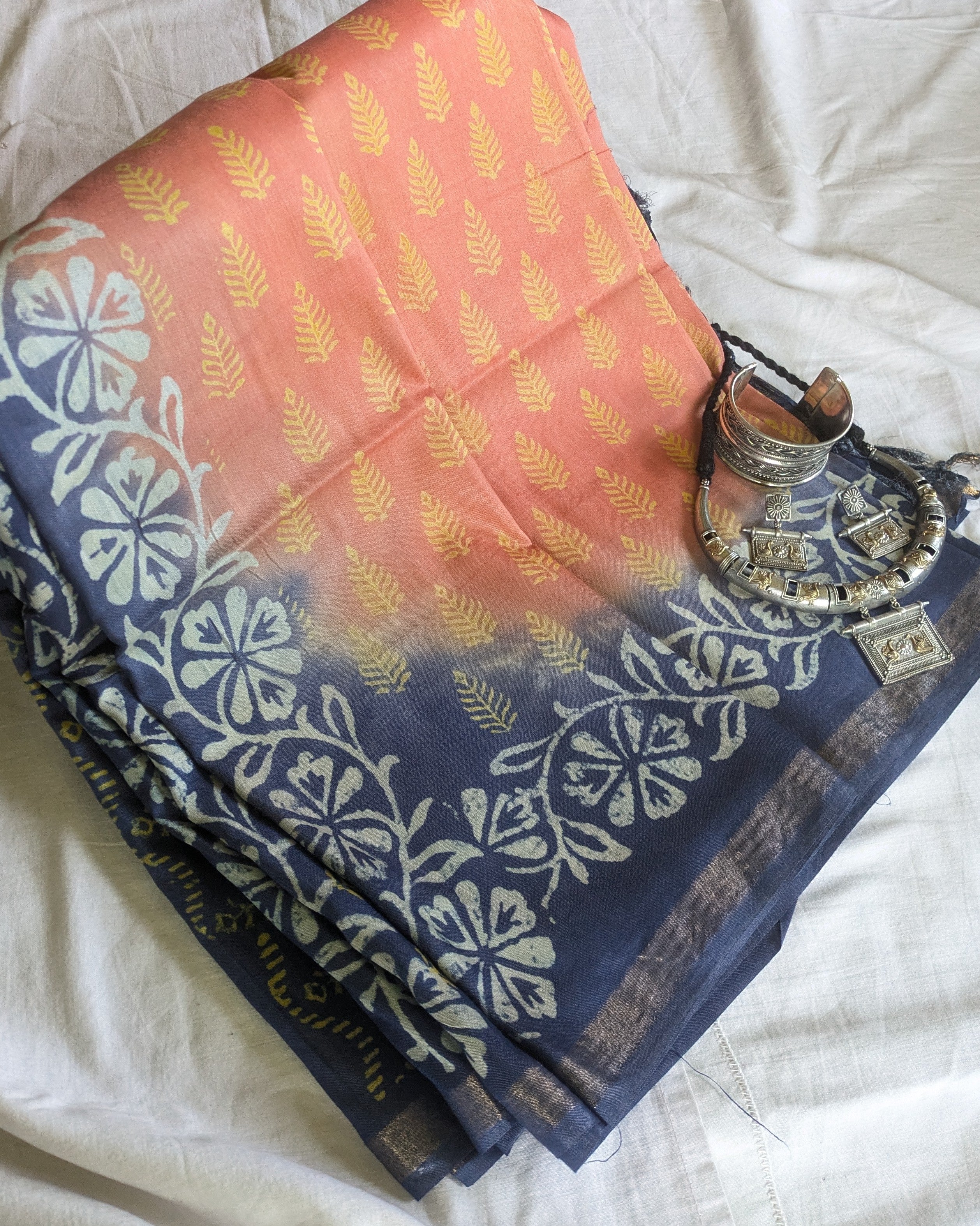 Bhagalpuri Katan Sari Peach