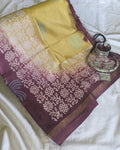 Bhagalpuri Katan Sari Greenish Yellow